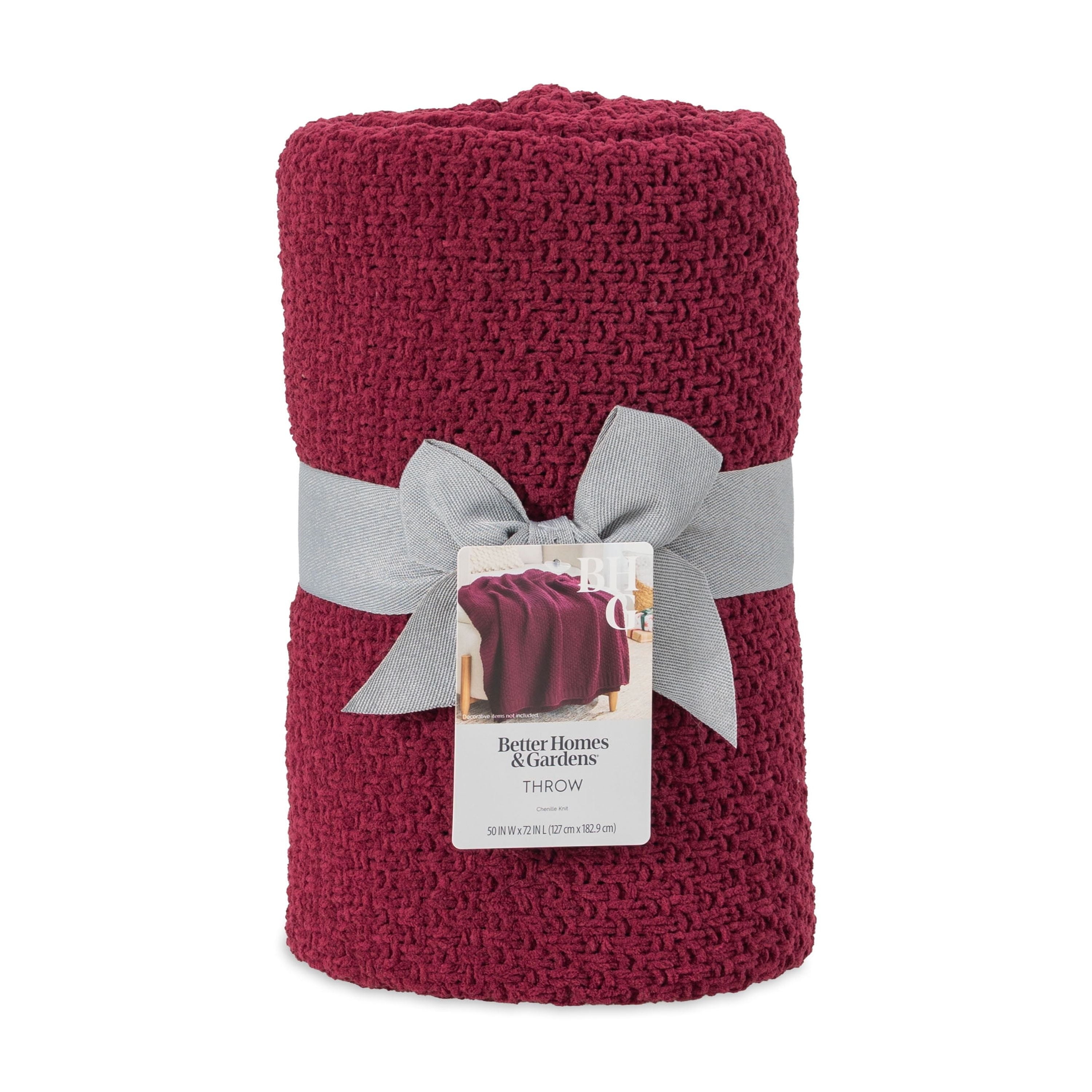Decorative Knitted Chenille Knit Super Soft Oversized Throw Blanket, Merlot Wine - Lightweight Plush Warm Blanket for All Seasons Detail