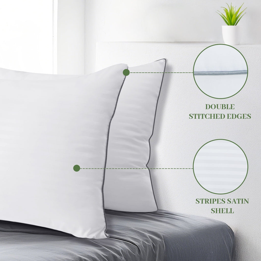 Hotel Collection Pillows Standard Size Set of 2, Hotel Quality, Down Alternative Gusseted Bed Pillows for Side, Back, And Stomach Slee... - Ergonomic Memory Foam Pillow for Neck Pain Support Detail