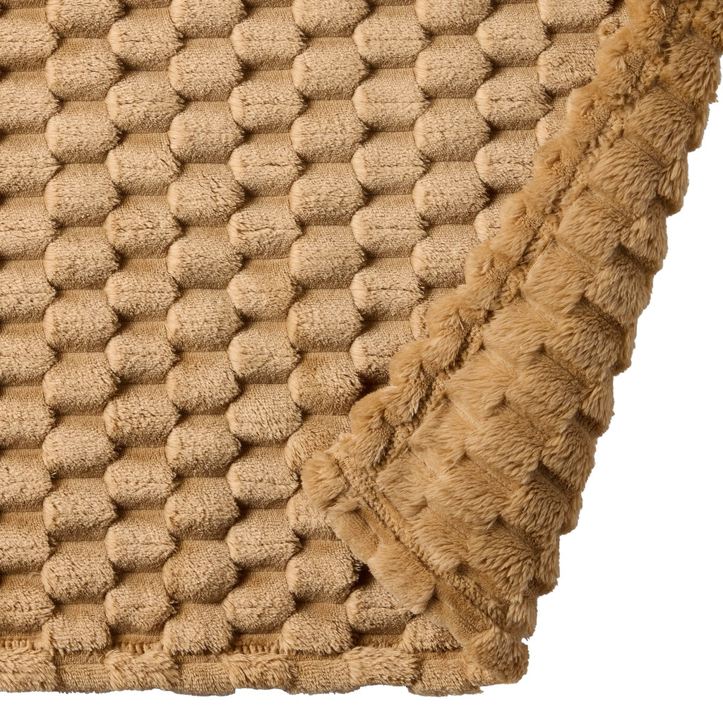 Cozy Fleece Textured Velvet Plush Oversized Throw Blanket in Dark Caramel - Cozy Fleece Throw Blanket for Couch & Bed Detail