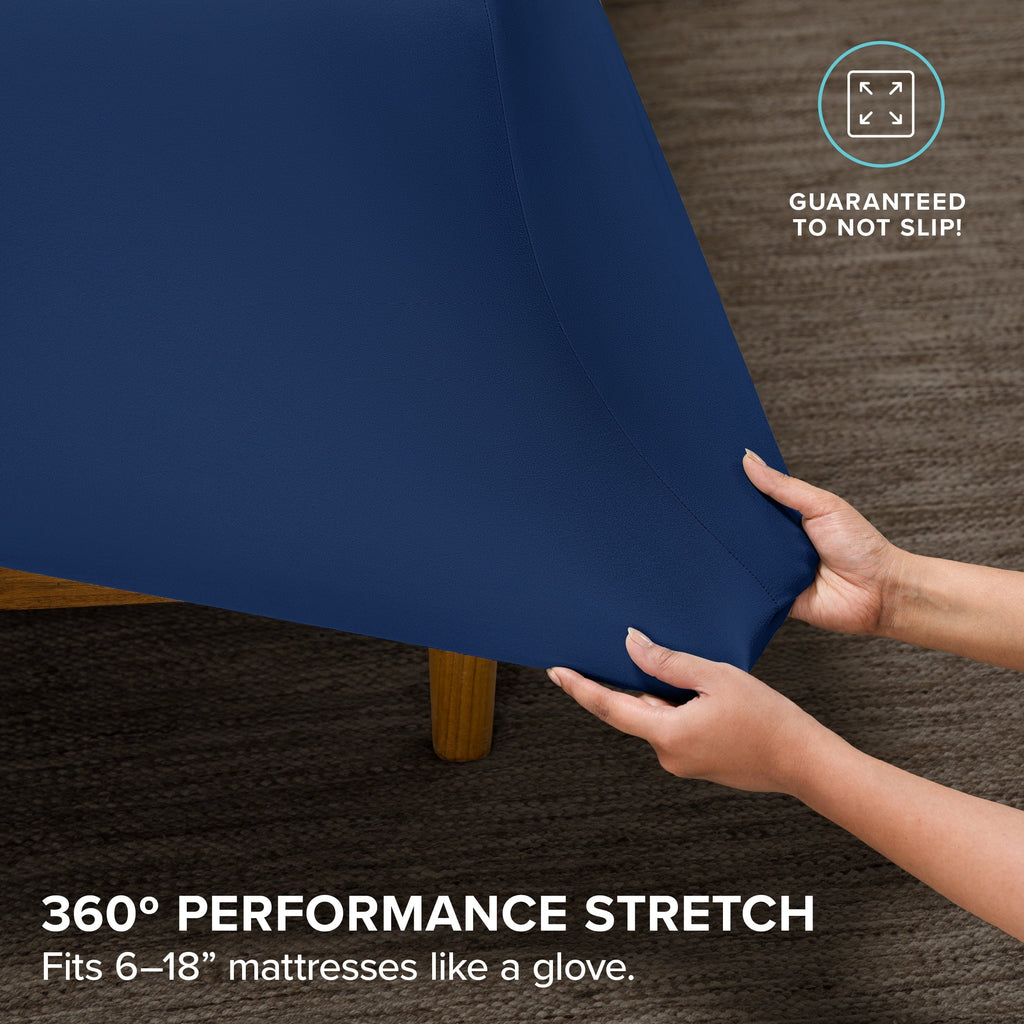 Ultra-Soft Cooling Performance Jersey Knit Stretch Sheet Set, Moisture-Wicking & Breathable, 4-Way Stretch Bed Sheets, Envelope ... - Breathable Egyptian Cotton Flat & Fitted Sheets Detail