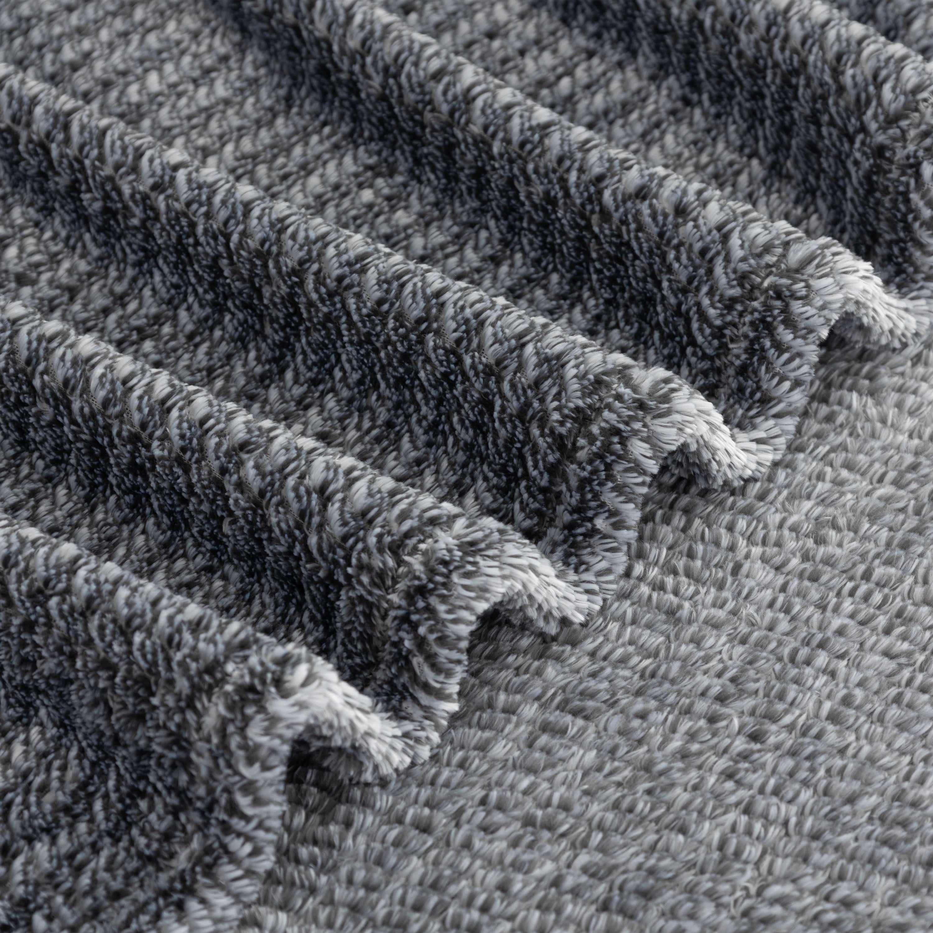 Cozy Fleece Plush Textured Heathered Soft Oversized Throw Blanket, Gray - Cozy Fleece Throw Blanket for Couch & Bed Detail