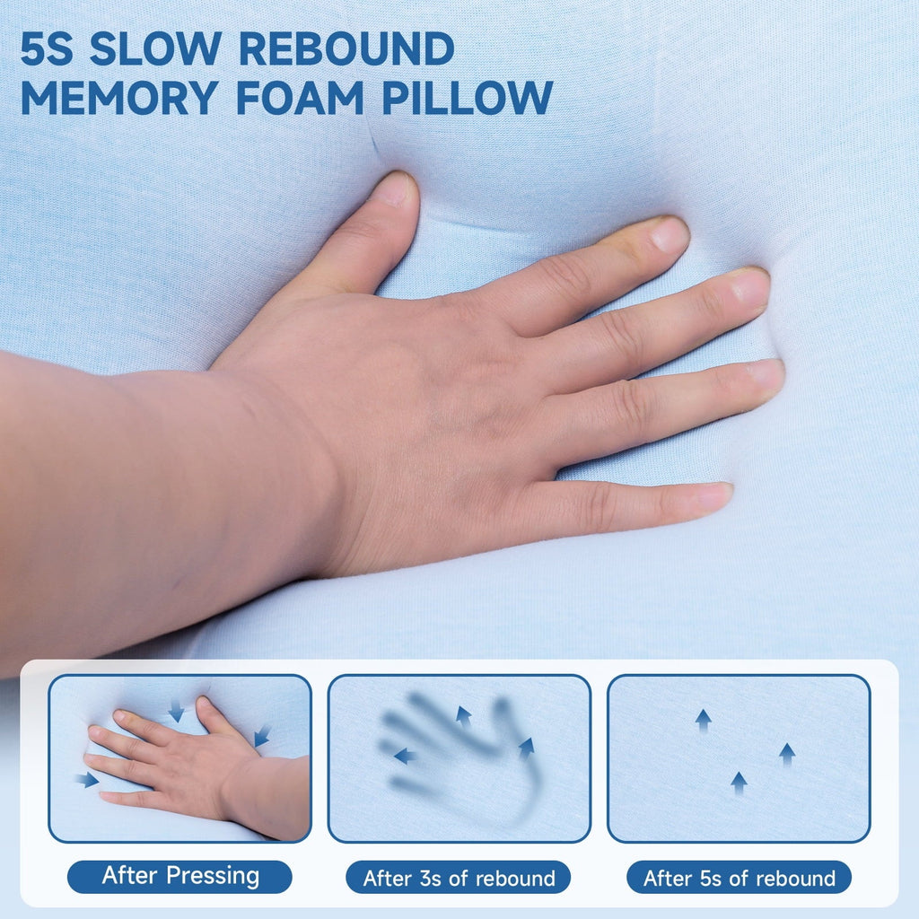 Fluffy Shredded Memory Foam Pillow for Bed, Firm Cooling Pillow with Washable Cover, Supportive Bed Pillow for Side,Stomach and Back ... - Ergonomic Memory Foam Pillow for Neck Pain Support Detail