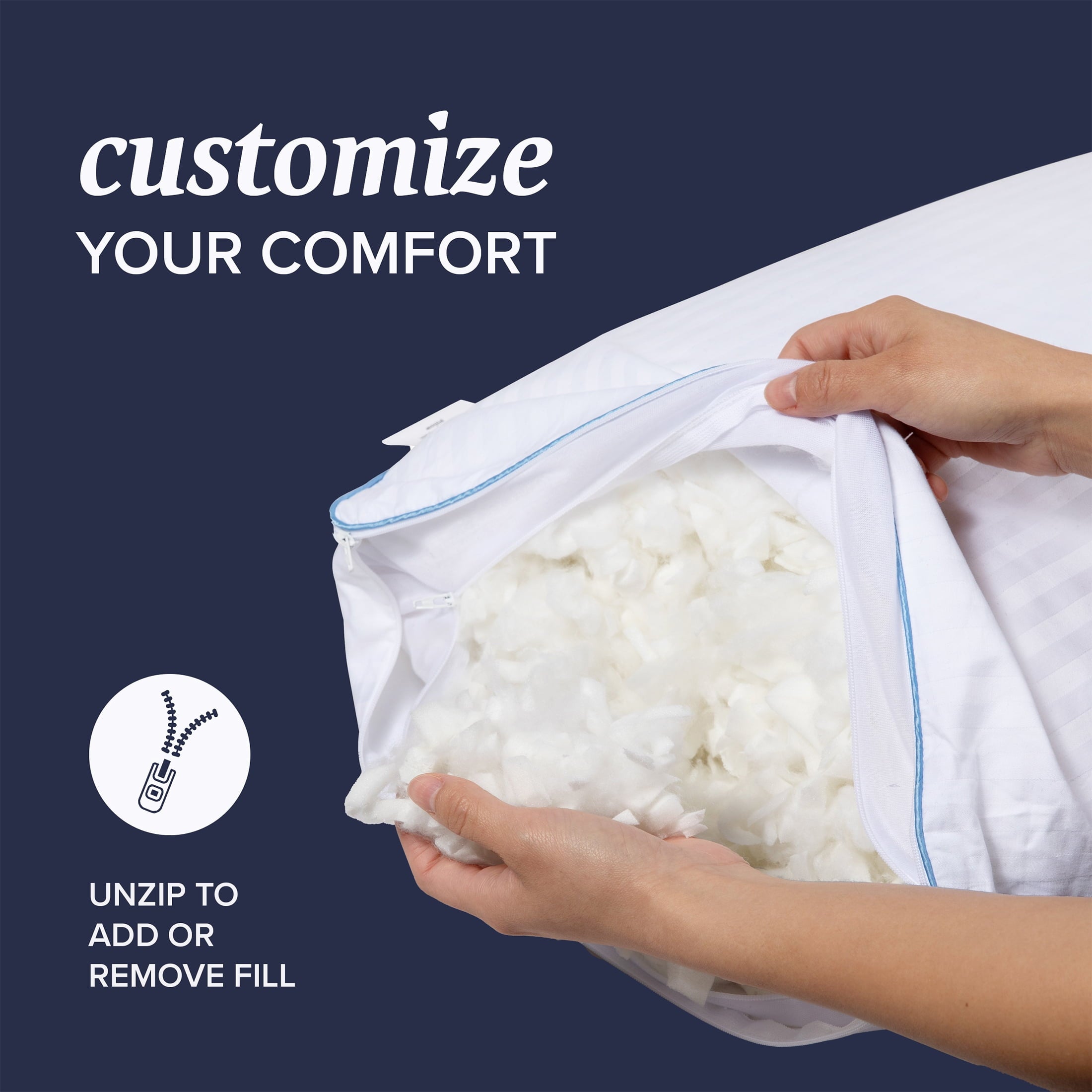 Orthopedic Support Customizable Memory Foam Queen Pillow 1Pack, Adult - Hotel Quality Plush Sleeping Pillows Detail