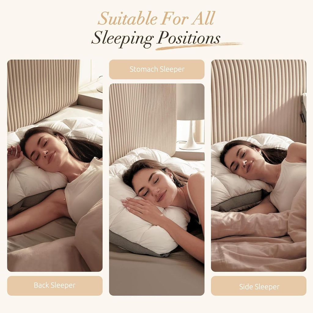 Fluffy Shredded Hotel Cervical Pillow for Sleeping – Ergonomic Contour Neck Support Bed Pillow, Fluffy and Supportive for Side, Back ... - Decorative Throw Pillow Cushion for Sofa & Bed Detail