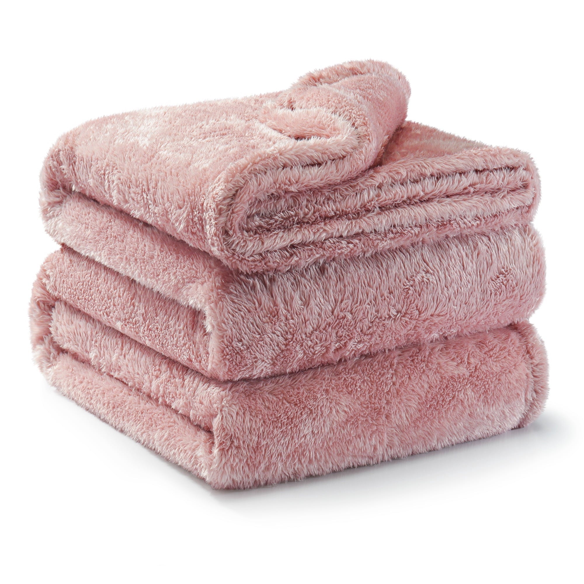 Decorative Knitted Plush Fuzzy Large Fleece Throw Blanket (50" x 70", Dusty Pink)- Soft, Warm and Lightweight - Lightweight Plush Warm Blanket for All Seasons Detail