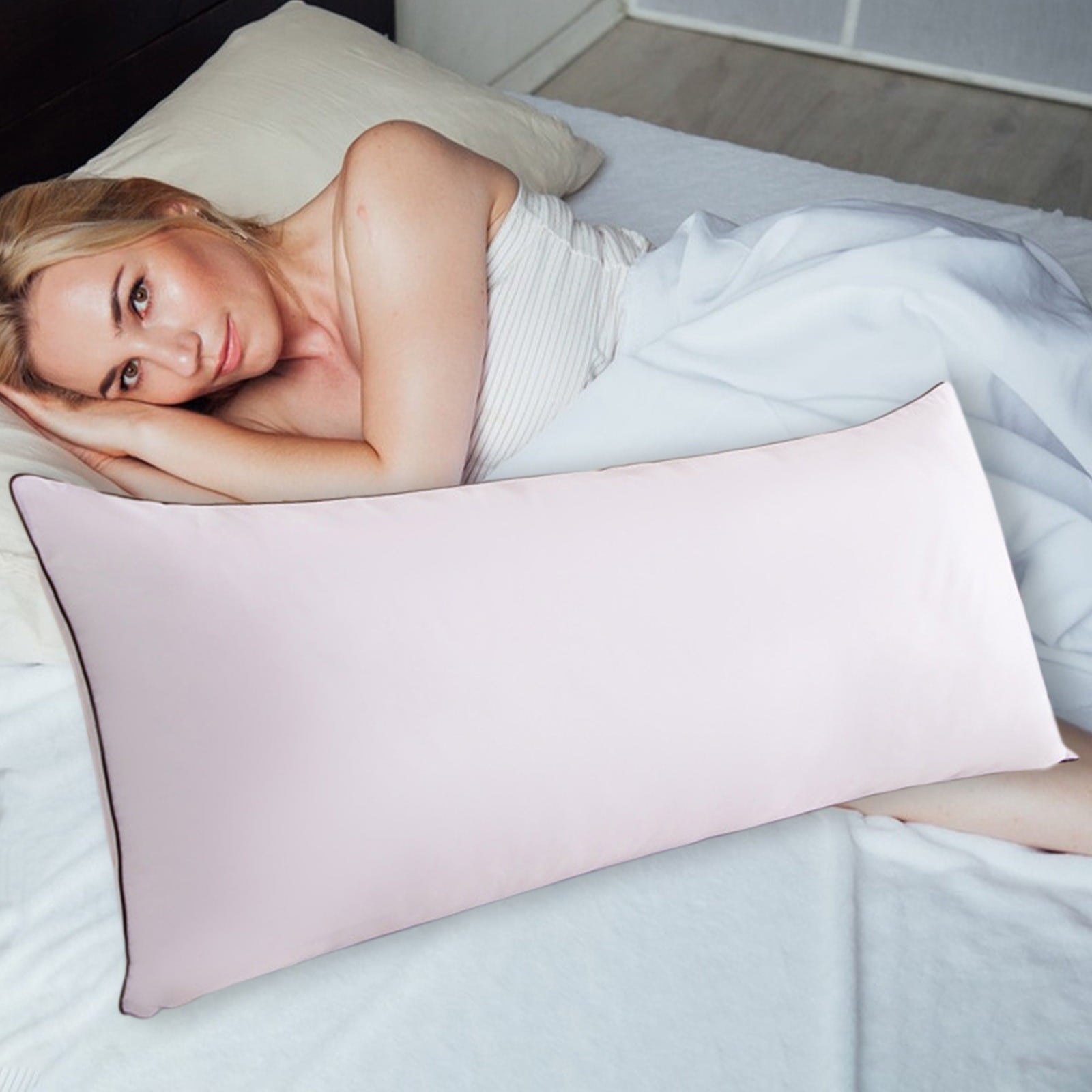 Ergonomic Memory Foam Long Pillows For Bed King Clearance! 100*48cm White Gentle Support Soybean Pillow, Comfortable Breathable Bed Pillows... - Decorative Throw Pillow Cushion for Sofa & Bed Detail