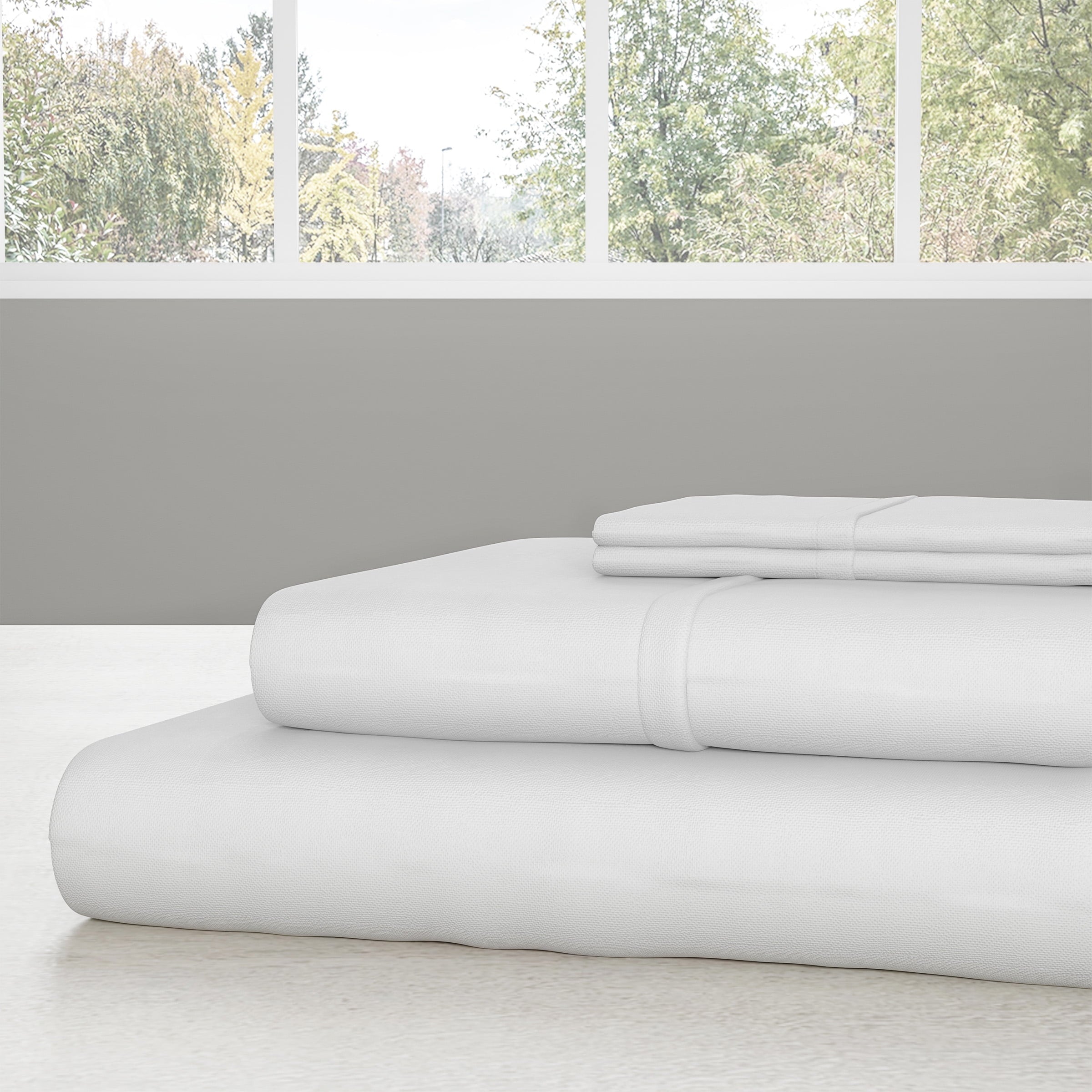 Cooling Sateen Set- 3 Piece Bed Linens-Fitted & Flat s, Plus A Pillowcase-Wrinkle, Stain & Fade Resistant (Twin, White) - Luxury Bed Sheet Set with Deep Pockets Detail
