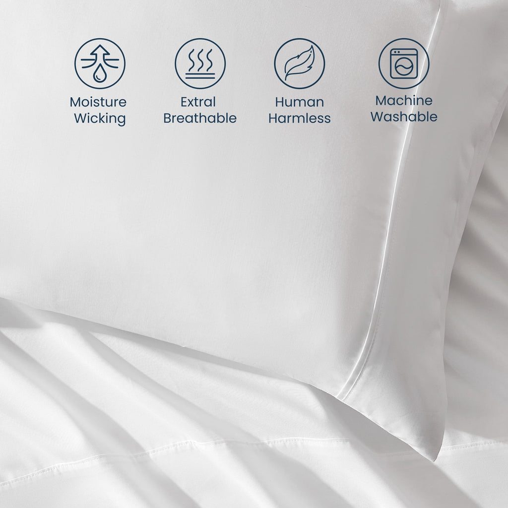 Premium Egyptian Cotton Nanotex Super Soft Cooling Twin Bed Sheets Set for Kids 3 Piece - Easy Care Fitted Flat Sheet & Pillowcase Sets - Wri... - Luxury Bed Sheet Set with Deep Pockets Detail