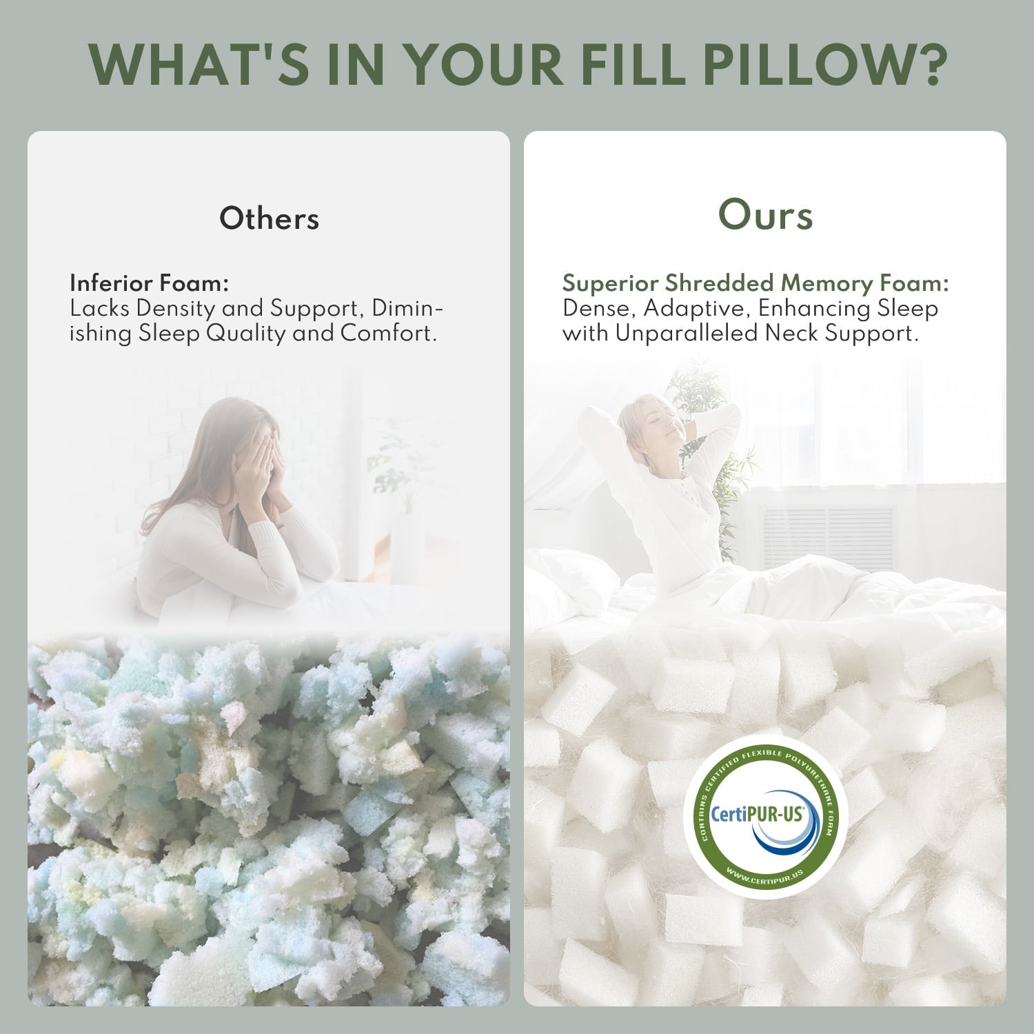 Decorative Plump Cooling Memory Foam Queen Pillows for bed 2 Pack,Adjustable Support & Heat Dissipation Tech for Side,Back,Stomach & H... - Decorative Throw Pillow Cushion for Sofa & Bed Detail