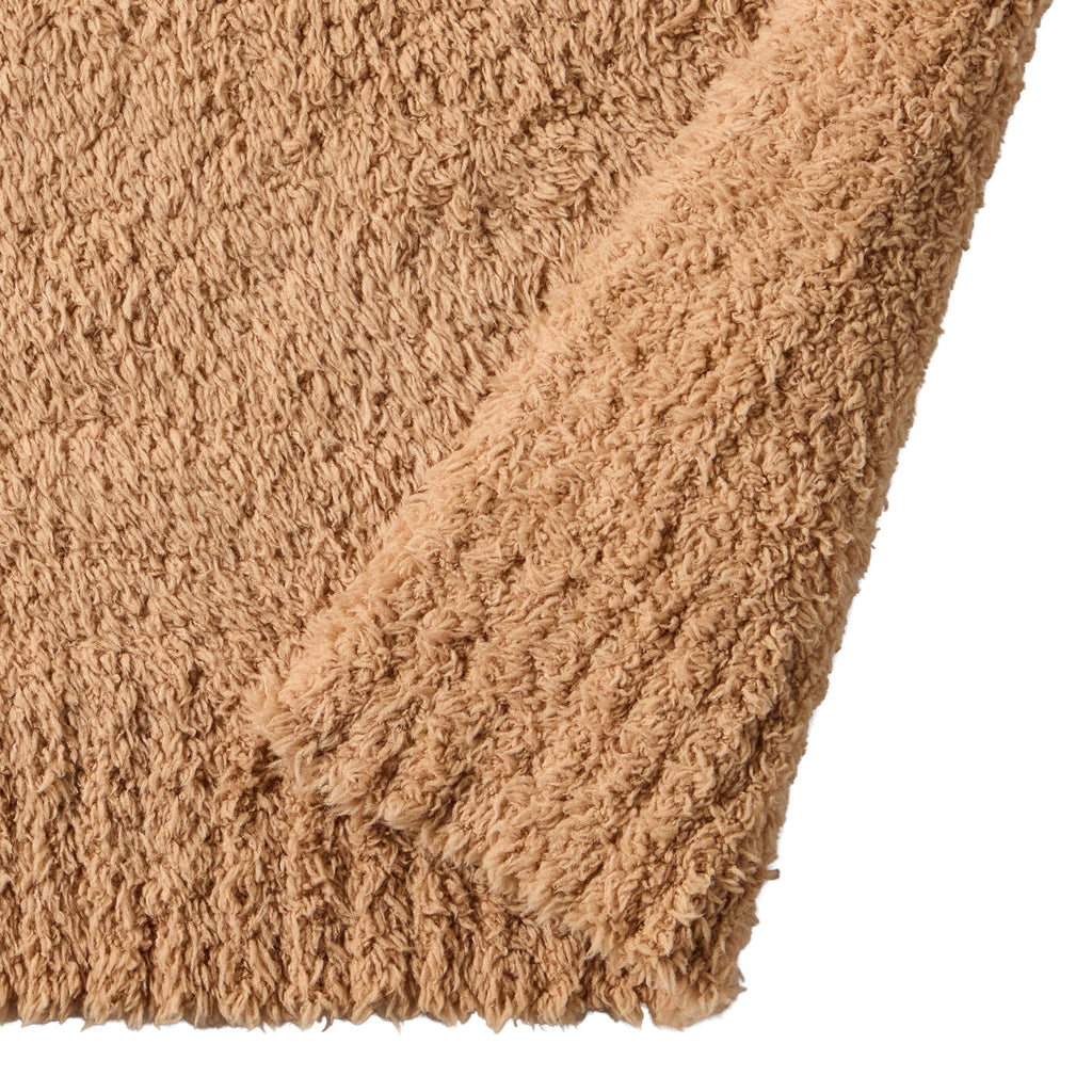 Lightweight Warm Cozy Knit Throw, Dark Caramel, 50x72" - Super Soft Reversible Sherpa Flannel Blanket Detail