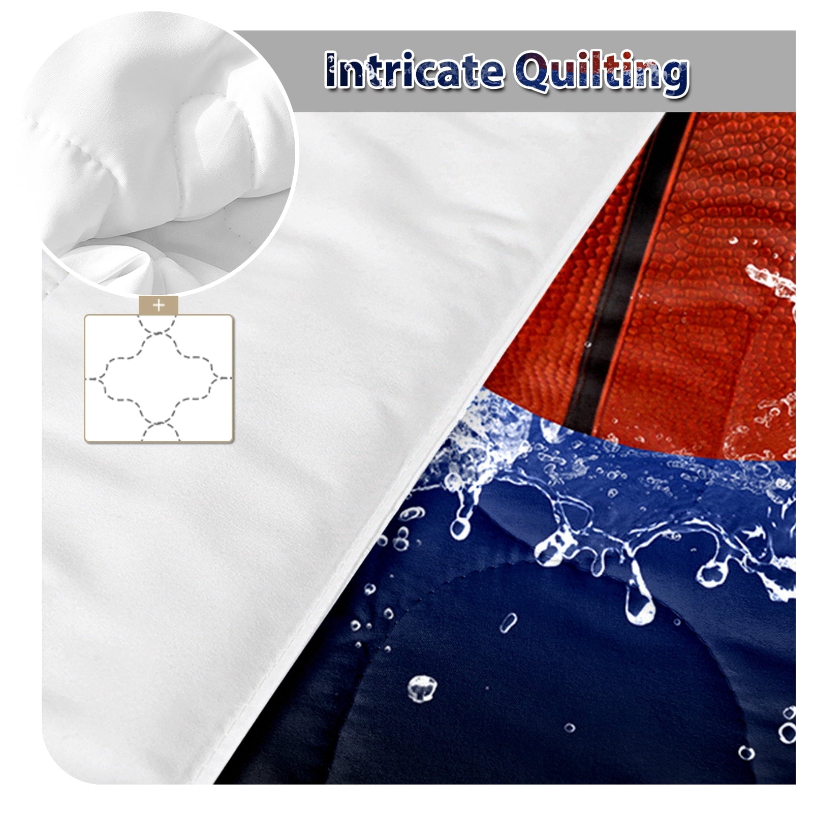 Hypoallergenic Cloud Twin Comforter Set, 3 Pieces Sport Bedding Set for Kids Boys Teens Brushed Microfiber Basketball Comforter Set, 66x90... - All-Season Down Alternative Comforter Insert Detail