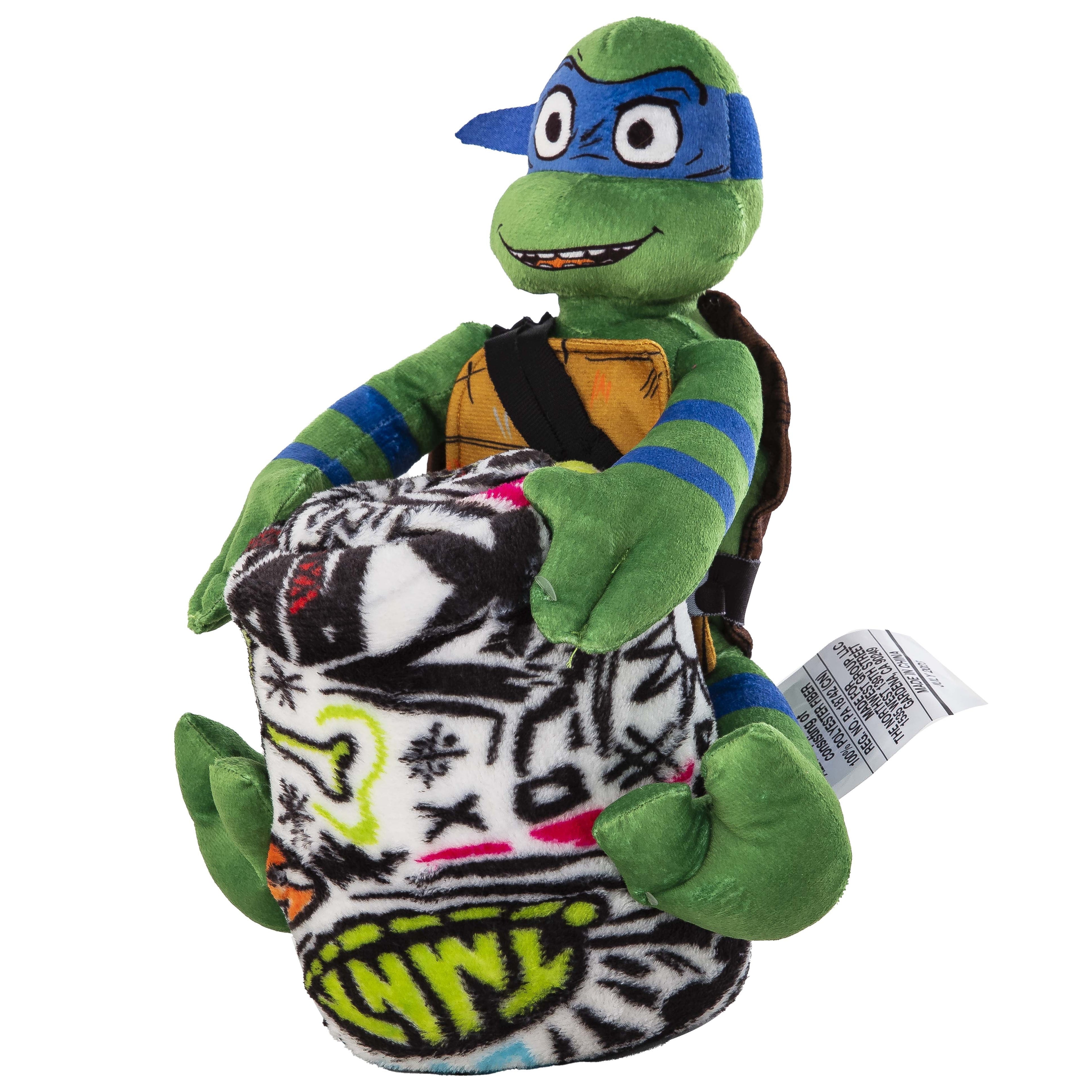 Lightweight Warm Teenage Mutant Tutles Sketched Out Kids Silk Touch Throw Blanket with Plush Hugger – Ultra Soft Plush Character Pillo... - Lightweight Plush Warm Blanket for All Seasons Detail