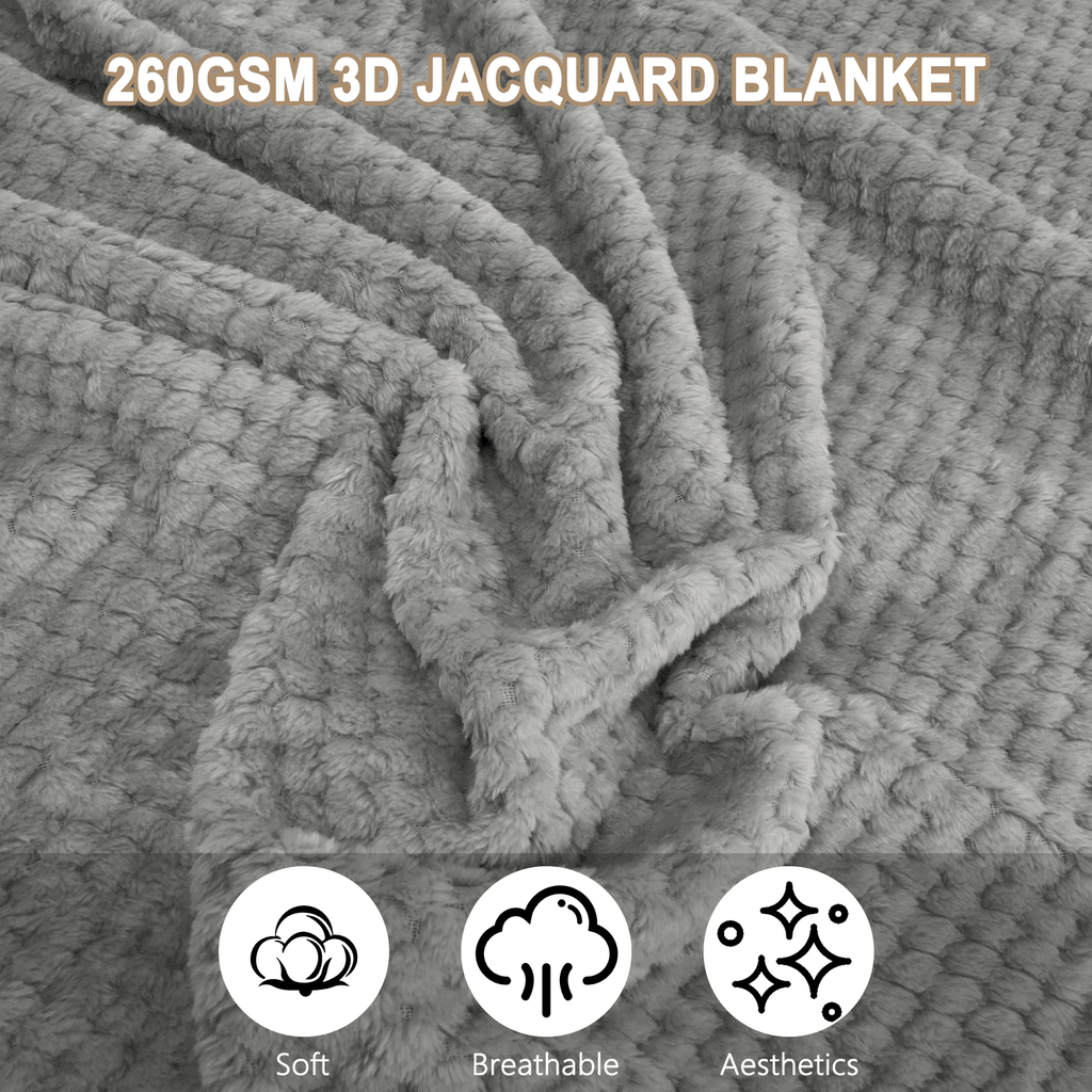 Super Soft Flannel Throw Blanket, Decorative Throws with Waffle Wave Design, Super Soft Plush Fuzzy Blankets , Luxury Lightweight and Br... - Super Soft Reversible Sherpa Flannel Blanket Detail