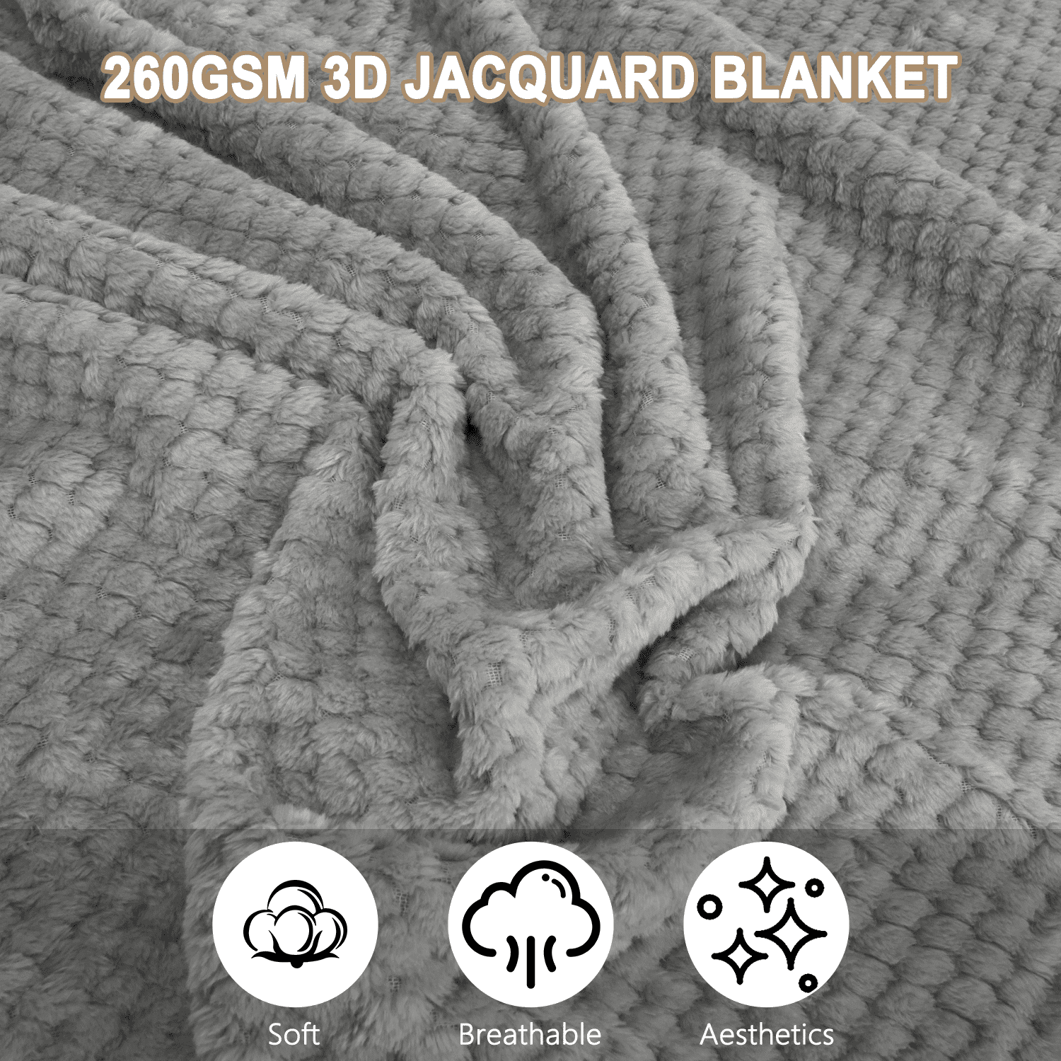 Super Soft Flannel Throw Blanket, Decorative Throws with Waffle Wave Design, Super Soft Plush Fuzzy Blankets , Luxury Lightweight and Br... - Super Soft Reversible Sherpa Flannel Blanket Detail