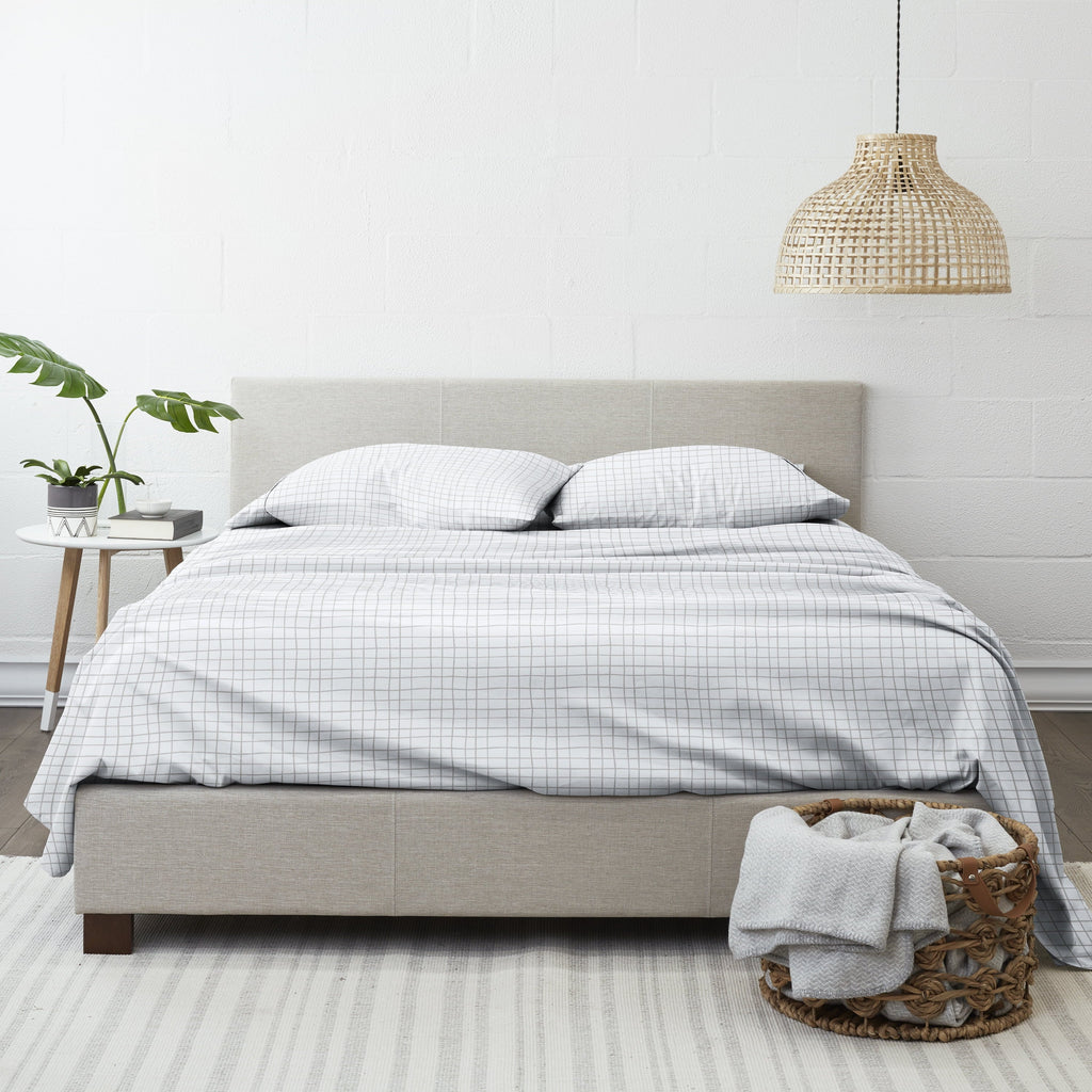 Breathable Luxury 4 Piece Pattern Microfiber Bed Sheets Set, Light Gray Crossroad, Twin - Breathable Egyptian Cotton Flat & Fitted Sheets Detail