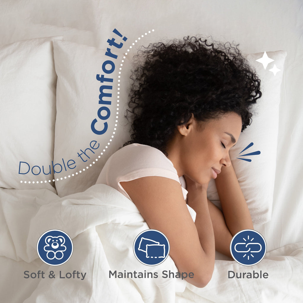 Hotel Collection 2-Pack Down Alternative White Bed Pillows, Standard - Orthopedic Shredded Foam Bed Pillow Set Detail
