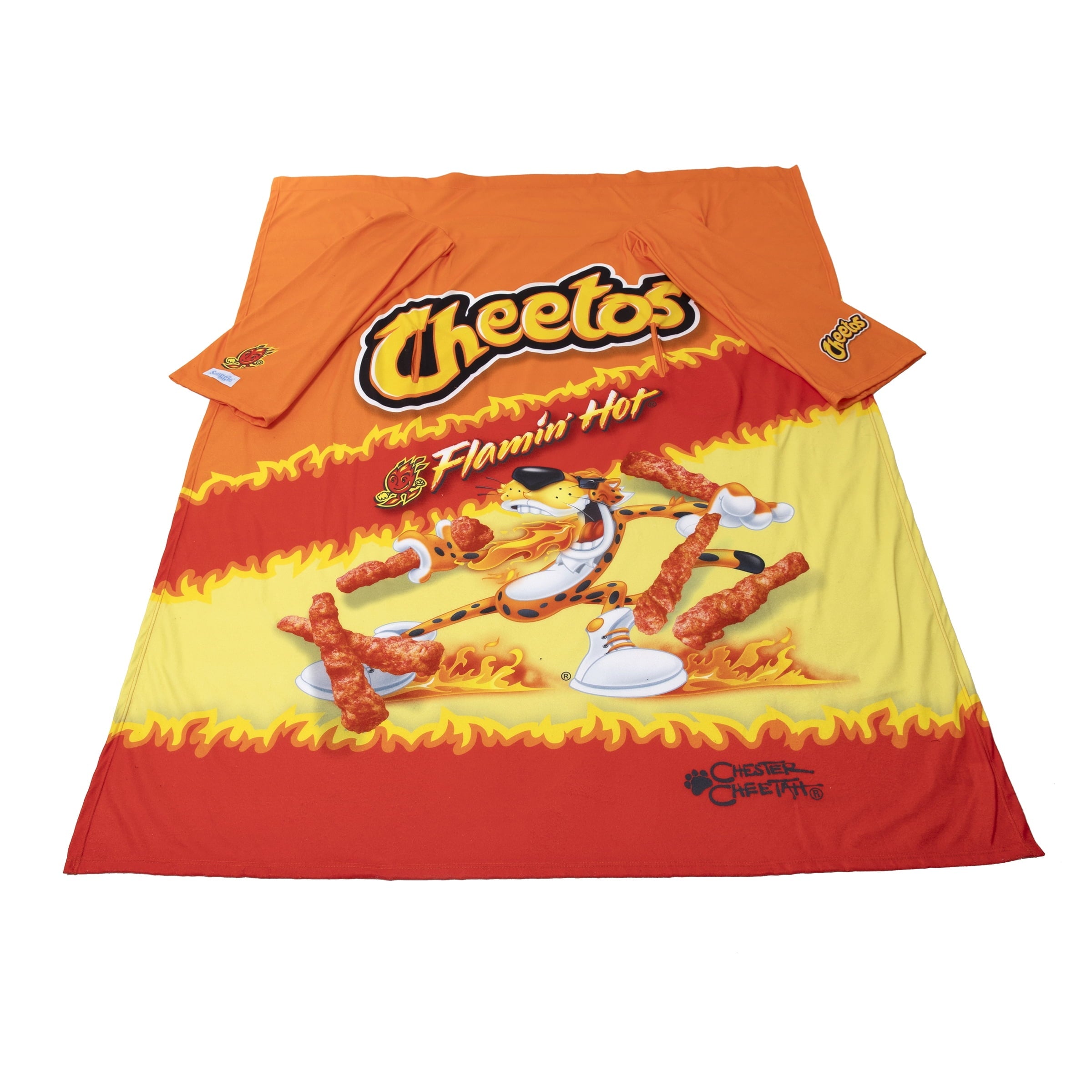 Cozy Fleece Cheetos Flaming Hot Wearable Blanket - Luxury Knitted Decorative Throw Blanket with Fringes Detail