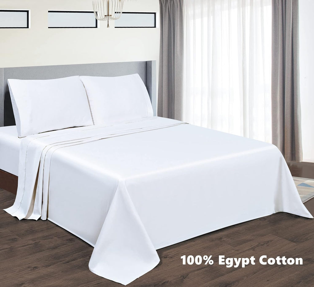 Breathable Luxury Bed Sheets Set 4 Pieces, 600 TC 100% Egyptian Cotton Bed Sheets, Breathable, Soft & Silky Sateen Weave Fits Mattress ... - Luxury Bed Sheet Set with Deep Pockets Detail