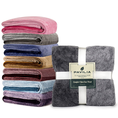 Cozy Fleece Flannel Fleece Ombre Throw Blanket for Couch | Super Soft Cozy Microfiber Couch Blanket | Gradient Decorative Accent ... - Lightweight Plush Warm Blanket for All Seasons Detail