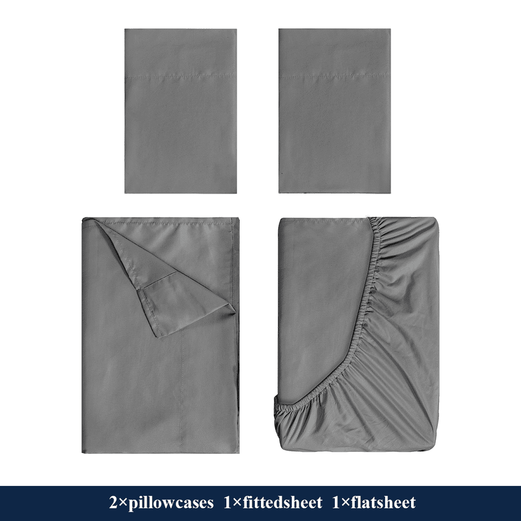 Cooling Sateen Full Size Bed Sheets, 4 Piece Sheets 14” Deep Pocket Sheet & Pillowcase Sets Soft Microfiber Luxury Bedding Fitted Sh... - Luxury Bed Sheet Set with Deep Pockets Detail