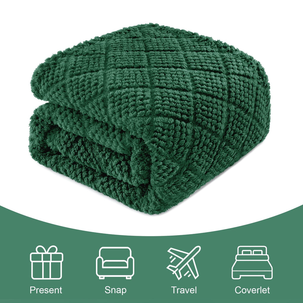 Super Soft Flannel Fuzzy Fleece Throw Blanket for Couch, Bed, Soft Fluffy Jacquard Waffle Blankets for All Season, Lightweight and Warm,... - Cozy Fleece Throw Blanket for Couch & Bed Detail