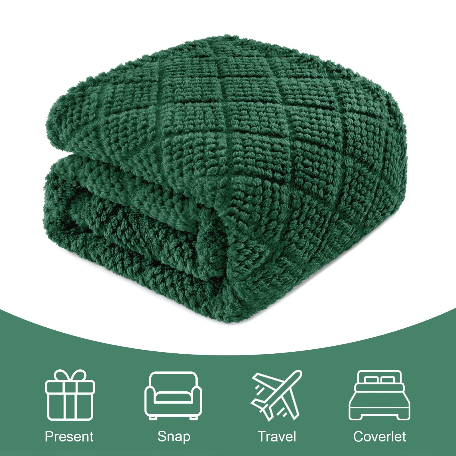 Super Soft Flannel Fuzzy Fleece Throw Blanket for Couch, Bed, Soft Fluffy Jacquard Waffle Blankets for All Season, Lightweight and Warm,... - Cozy Fleece Throw Blanket for Couch & Bed Detail