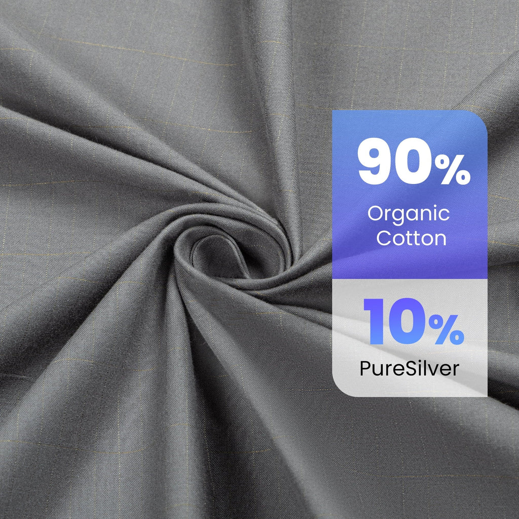 Wrinkle-Resistant Grounding Sheets Queen Size 90% Organic Cotton + 10% Pure Silver Fitted Bed Sheet Gray Fiber Grounding Sheet Earth Ce... - Premium Ultra-Soft Pillowcase Pair for Sleeping Detail