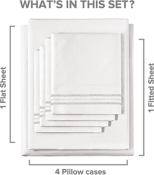 Cooling Sateen 6-Piece Breathable and Cooling Sheet Set With Extra Matching Pillowcases - King Size Bed Sheets Fits 8"-16... - Premium Ultra-Soft Pillowcase Pair for Sleeping Detail