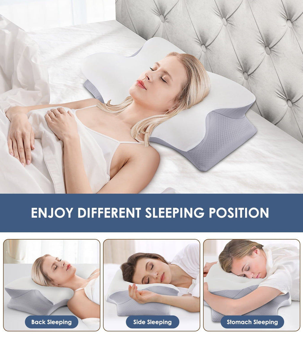Decorative Plump Cervical Pillow for Neck Pain Relief, Contour Memory Foam Pillows, Odorless Ergonomic Neck Pillow Adjustable Orthoped... - Hotel Quality Plush Sleeping Pillows Detail