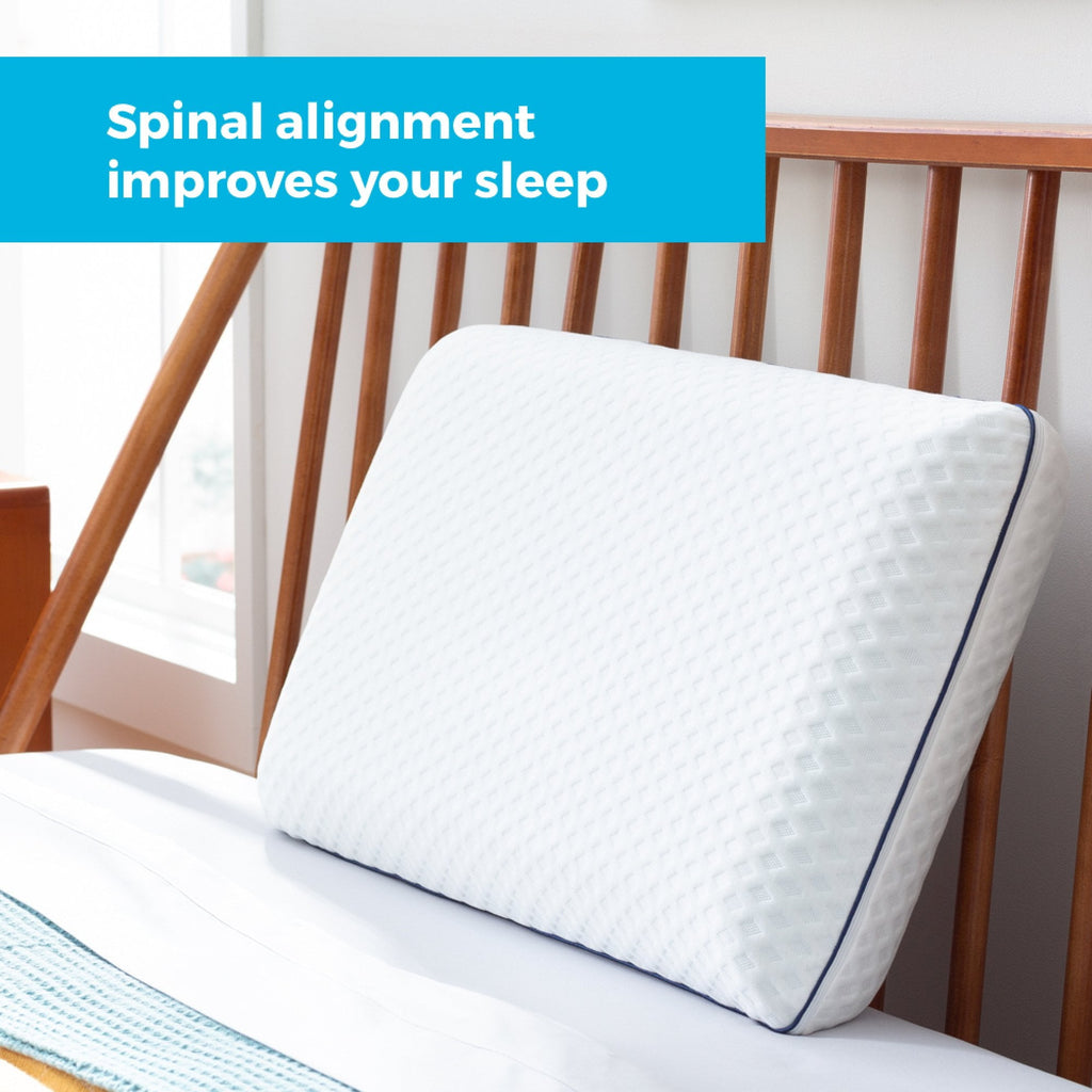 Orthopedic Support Medium Feel Standard Size Ventilated Gel Memory Foam Bed Pillow with Washable Cover and Temperature Regulating Infusion - Orthopedic Shredded Foam Bed Pillow Set Detail