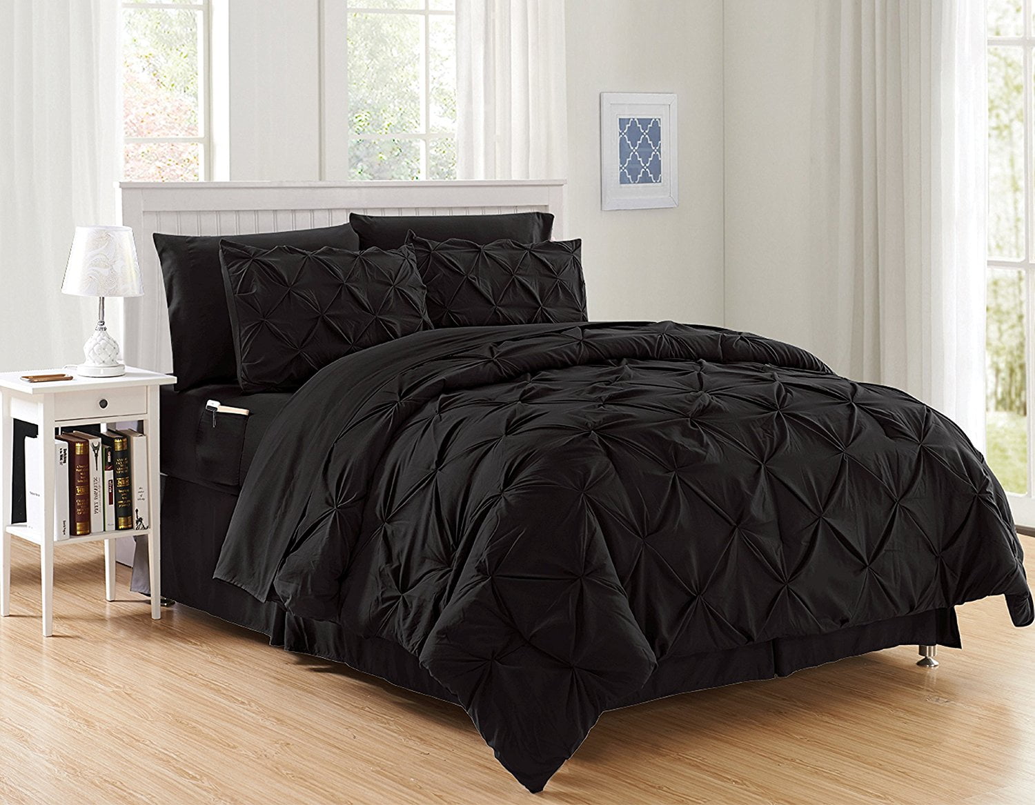 Heavyweight Warmth 8 Pieces Prestige Soft and Comfortable Collection Comforter Set, Full/Queen, Black - Luxurious Quilted Duvet Cover Set - Default Title