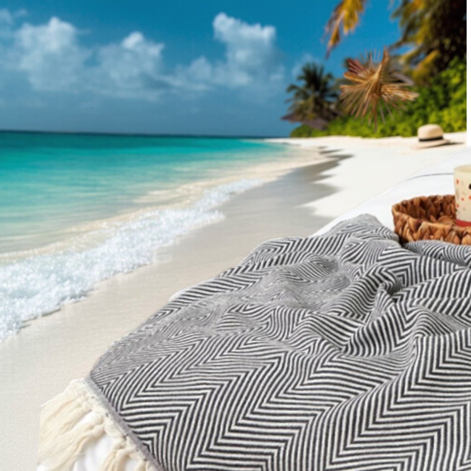 Decorative Knitted Turkish Cotton Throw Blanket & Beach Towel, 60"x70" Boho Decorative Blanket for Couch, Bed, Sofa & Outdoor, Lightweig... - Lightweight Plush Warm Blanket for All Seasons Detail