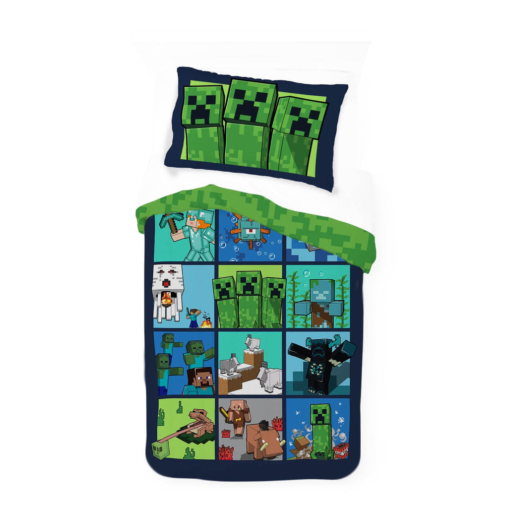 Fluffy Down Alternative Kids 2 Piece Green Reversible Comforter and Pillowcase Bedding Set, Twin/Full - All-Season Down Alternative Comforter Insert Detail