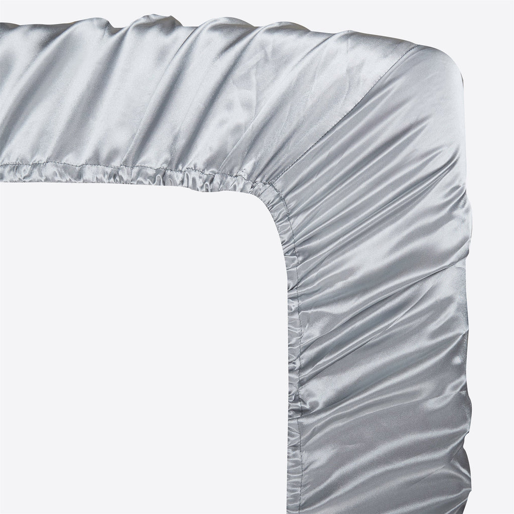 Ultra-Soft Satin Fitted Sheet King Size 14 Inch Deep Pocket Bed Sheet Silk Sheet Ultra Soft Machine Washable, Light Gray - Premium Ultra-Soft Pillowcase Pair for Sleeping Detail
