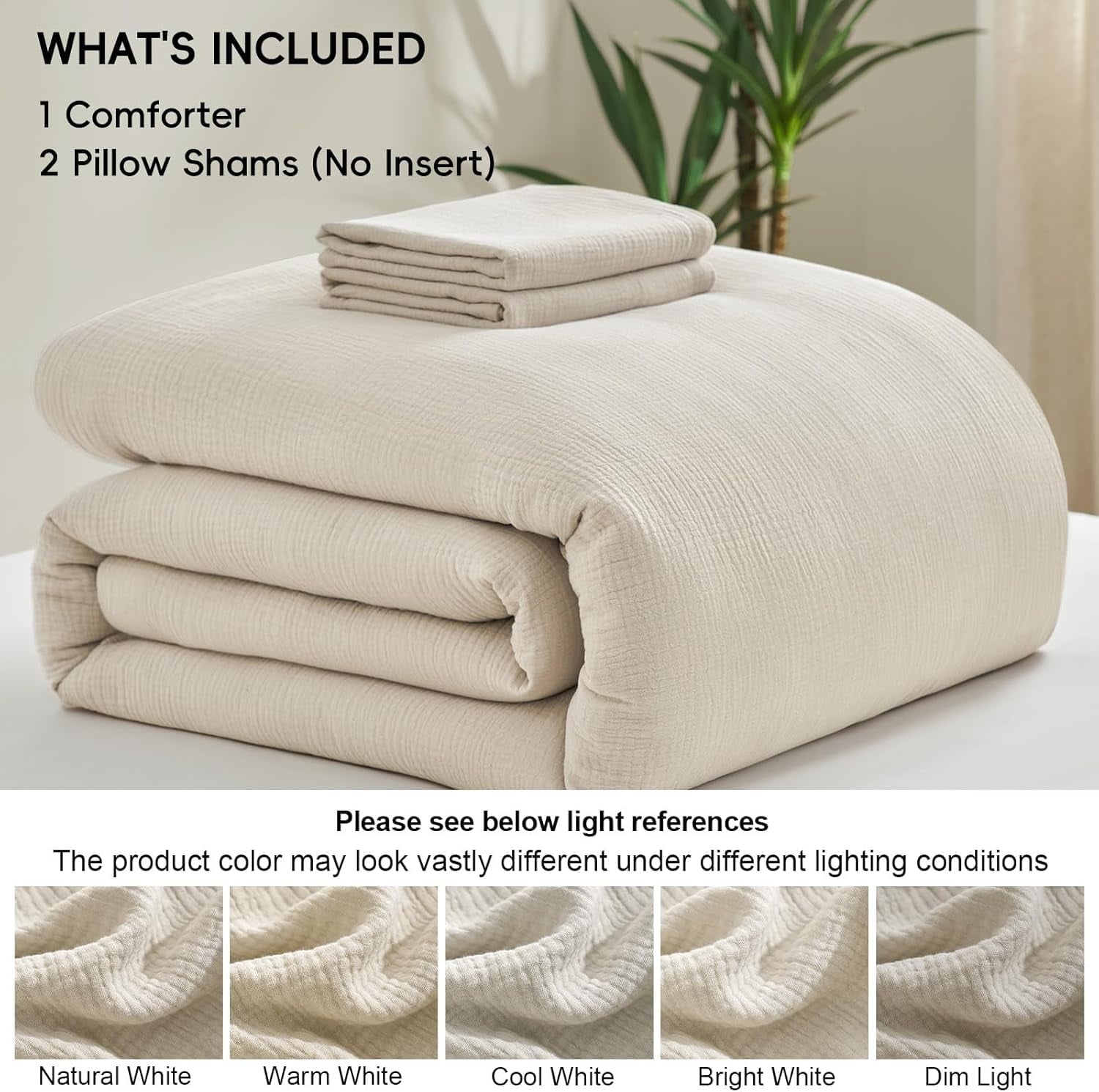 Luxurious Quilted Cotton Muslin Comforter Set Queen Size, Ultra Soft Breathable & Lightweight Bedding Set for All Seasons, 1 Comfy Comf... - Hypoallergenic Ultra-Fluffy Quilt for Winter Detail