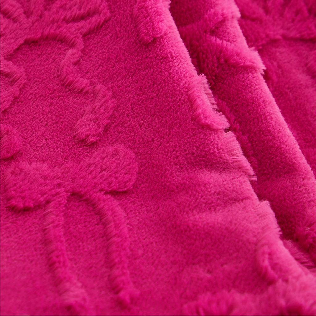 Reversible Sherpa Gen Z 50" x 60"Carved Bow Faux Fur Throw - Cozy Fleece Throw Blanket for Couch & Bed Detail