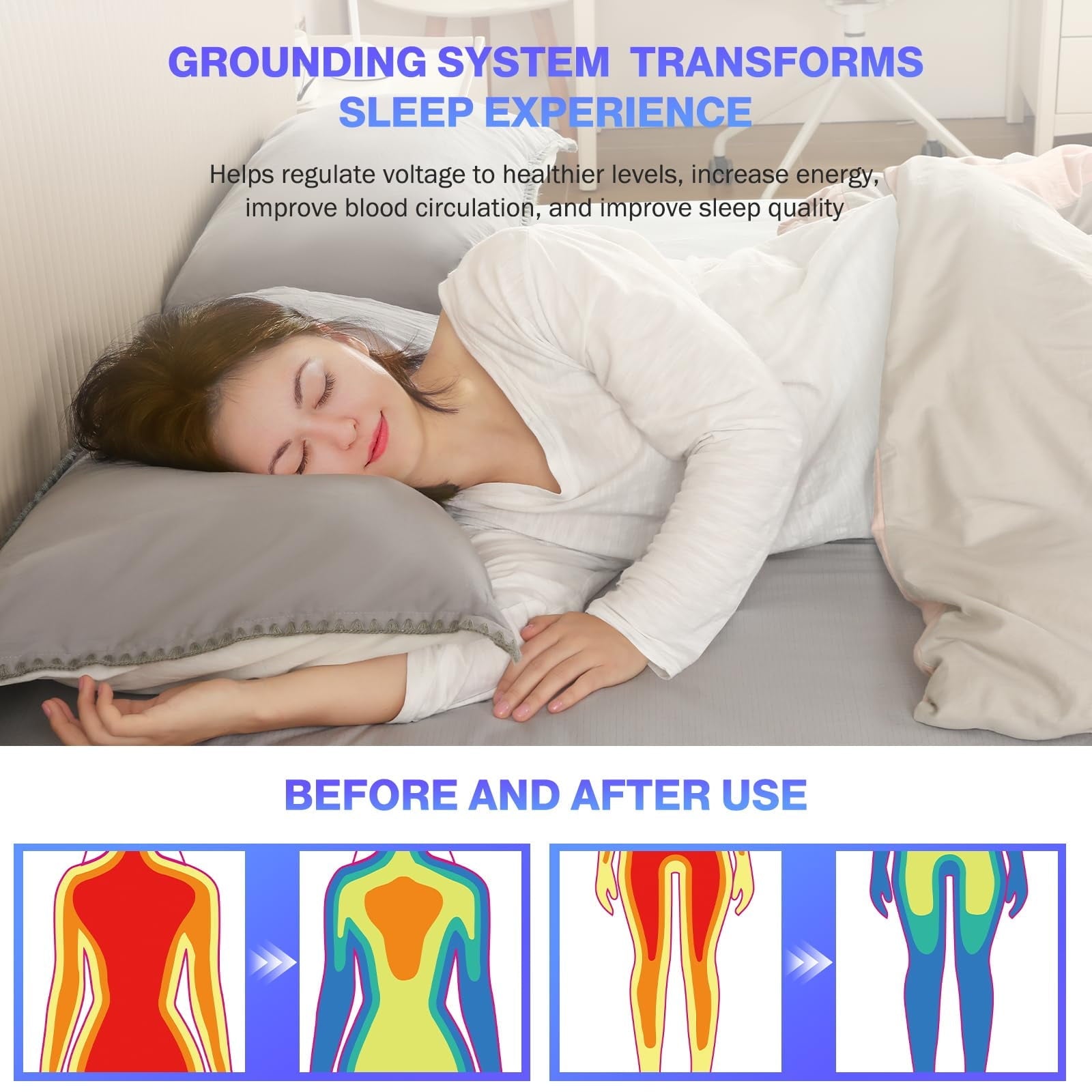 Ultra-Soft Grounding Sheets King Size,Earth Grounded Fitted Bed Sheet 10% Pure Silver Fiber + 90% Organic Cotton, Bed Grounding ... - Breathable Egyptian Cotton Flat & Fitted Sheets Detail