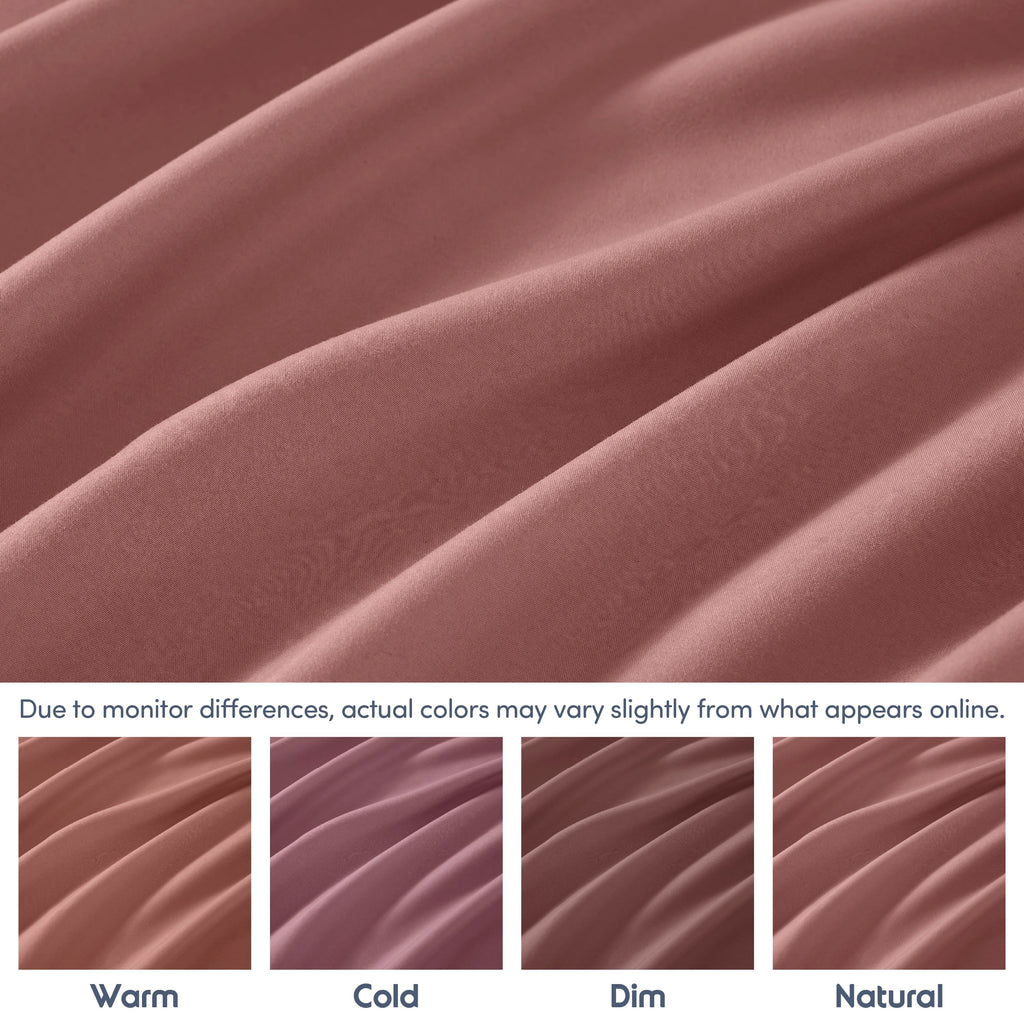 Wrinkle-Resistant Extra Deep Pocket Twin XL Fitted Sheet Only, Fits 18" to 24" Mattress, Soft Microfiber Fitted Bed Sheet, Pink Clay - Premium Ultra-Soft Pillowcase Pair for Sleeping Detail