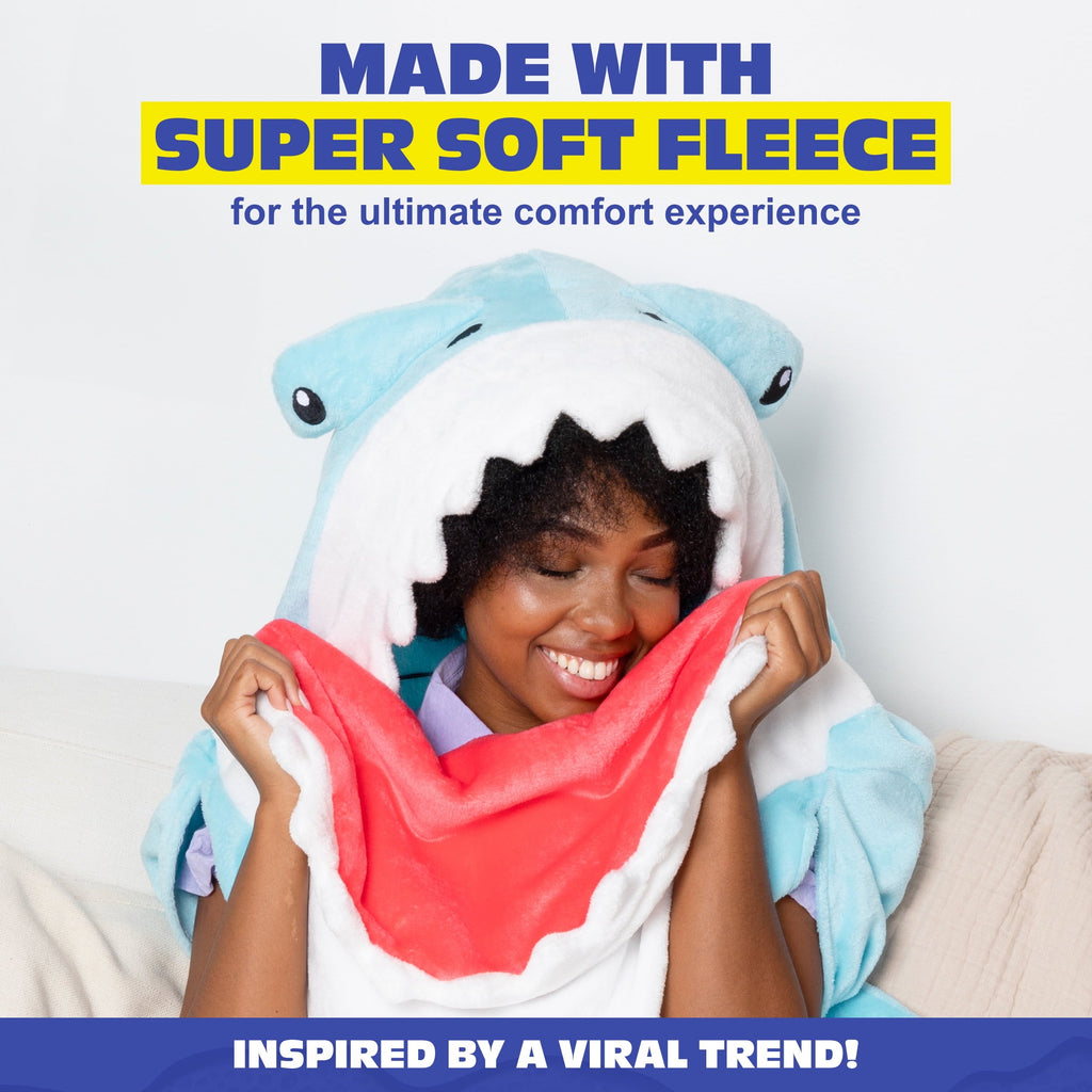 Decorative Knitted Hammerhead Blanket 70" Throw Blanket with Sleeves - Cozy Fleece Throw Blanket for Couch & Bed Detail