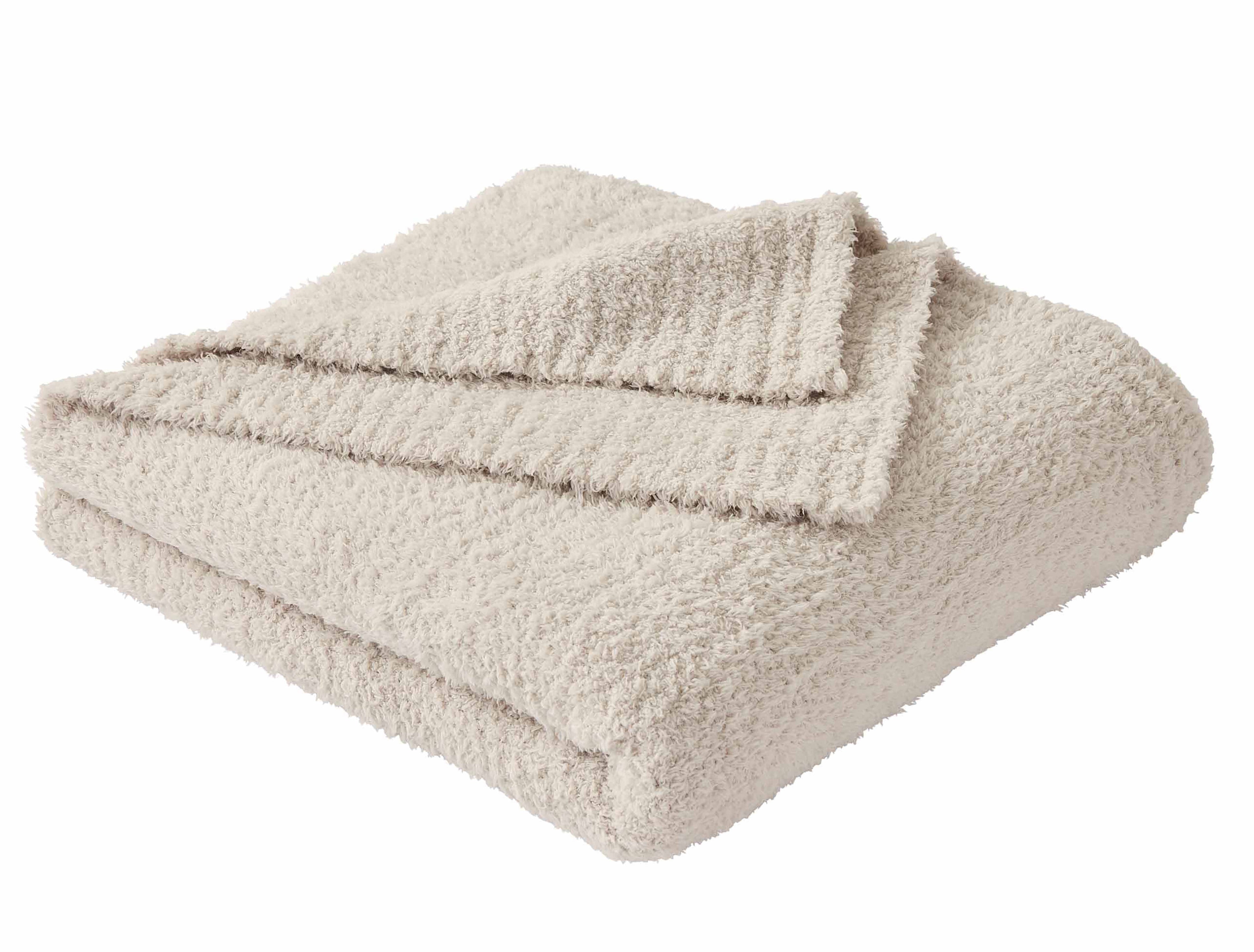 Reversible Sherpa Beige Cozy Knit Throw, 50" x 72" - Cozy Fleece Throw Blanket for Couch & Bed Detail