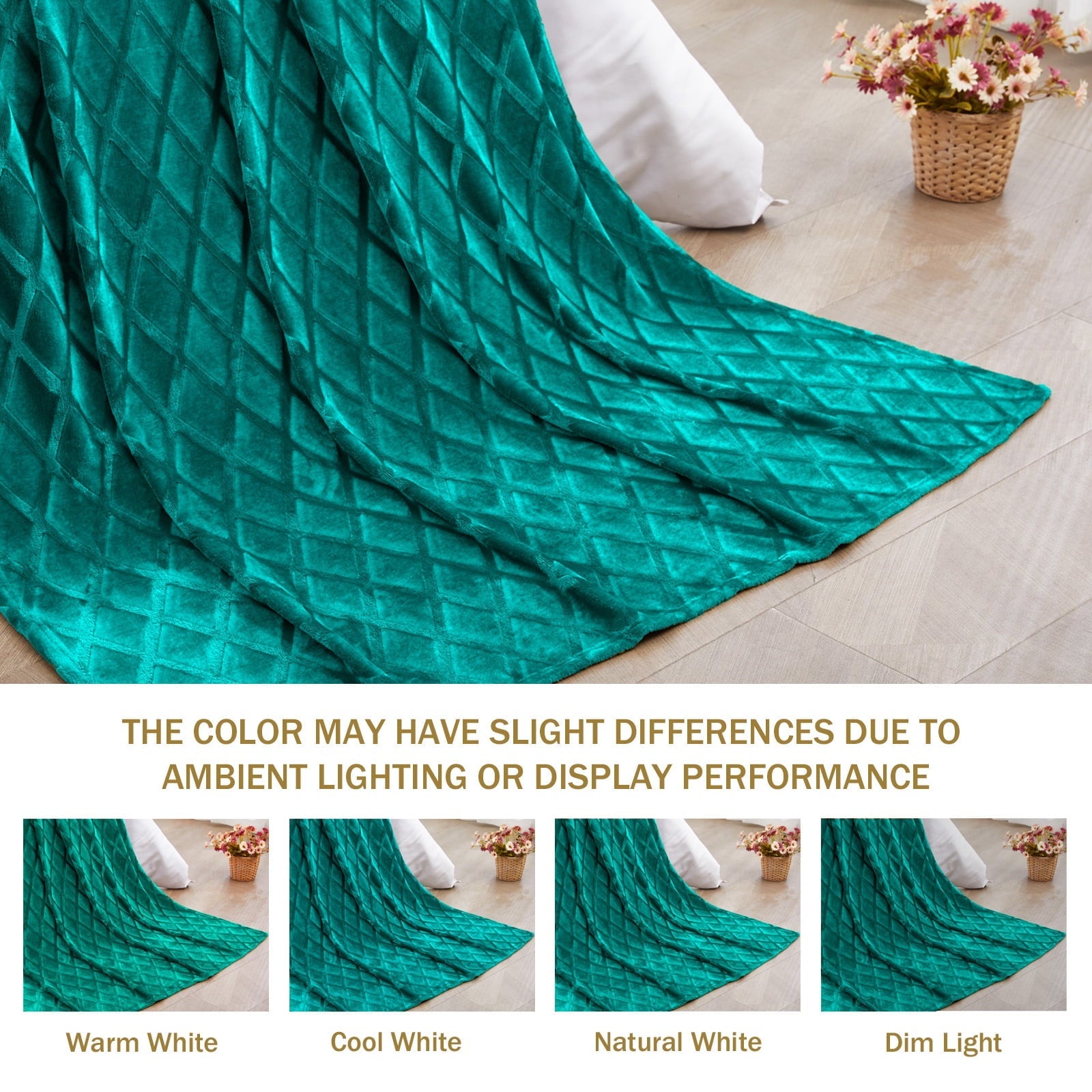 Decorative Knitted Large Soft Throw Blanket for Couch, 50x70 Inches Diamond Geometry Pattern Velvet Fleece Blanket, Cozy, Warm and Light... - Lightweight Plush Warm Blanket for All Seasons Detail