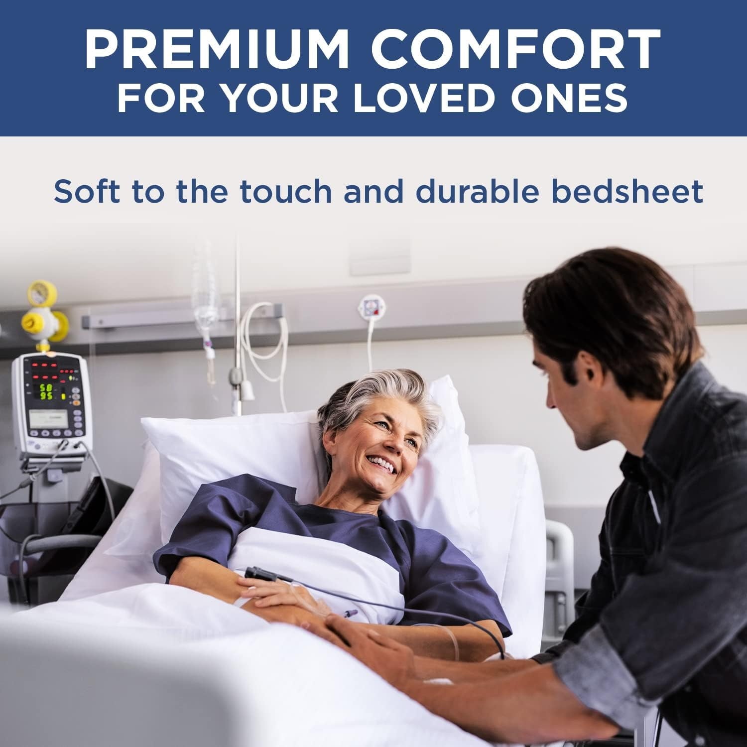 Ultra-Soft 2 Pack Fitted Hospital Bed Sheets with Elastic All Around for a Perfect Fit - Cotton Rich Soft Knitted Jersey Sheet, ... - Cooling Hotel Quality Bedding Sheets and Pillowcases Detail