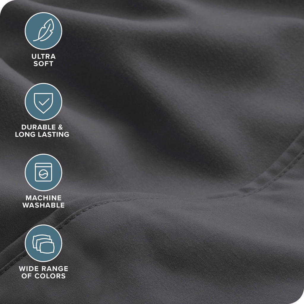 Breathable Luxury Luxury Bed Sheet Set- 6 Piece - Queen, Gray - Cooling Hotel Quality Bedding Sheets and Pillowcases Detail