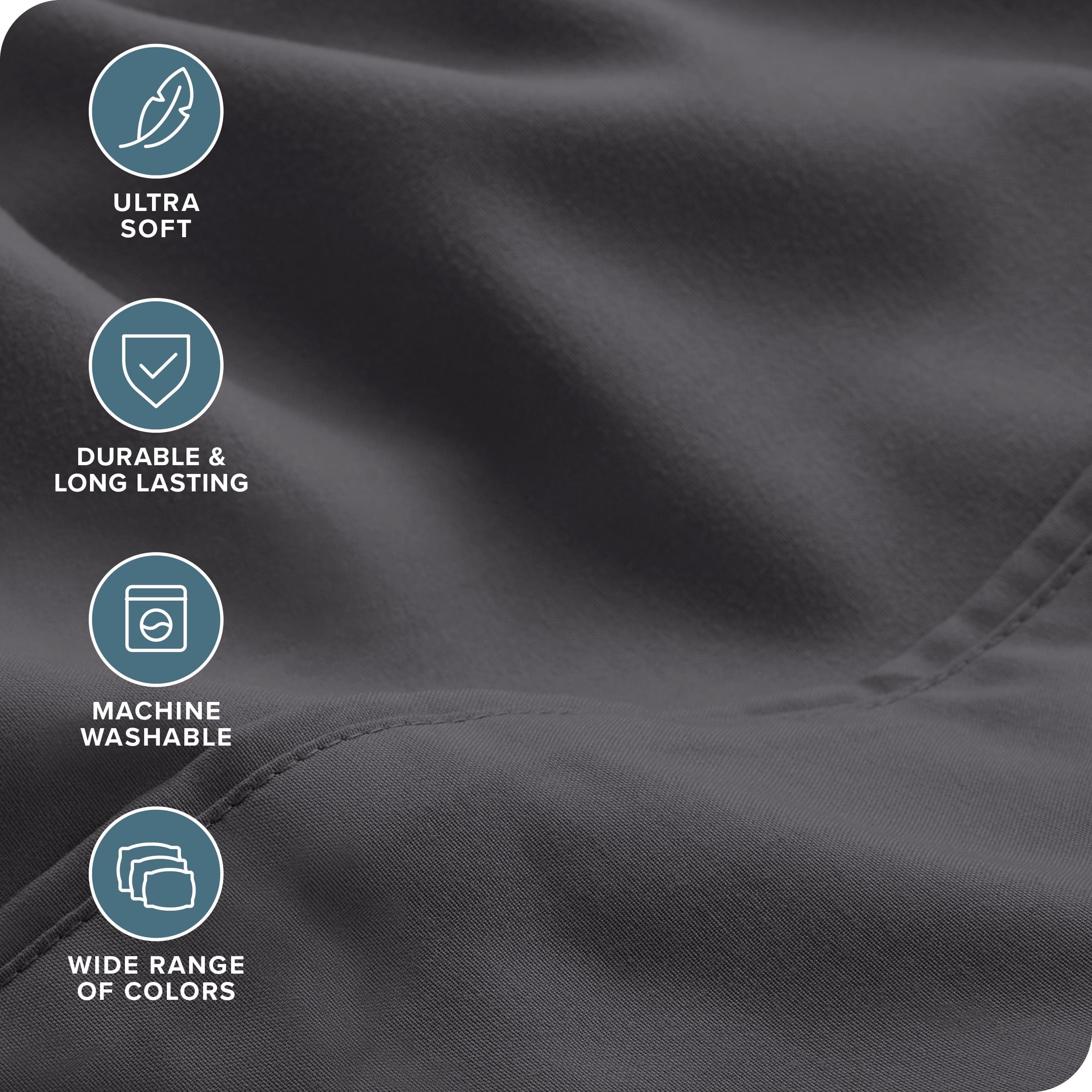 Breathable Luxury Luxury Bed Sheet Set- 6 Piece - Queen, Gray - Cooling Hotel Quality Bedding Sheets and Pillowcases Detail
