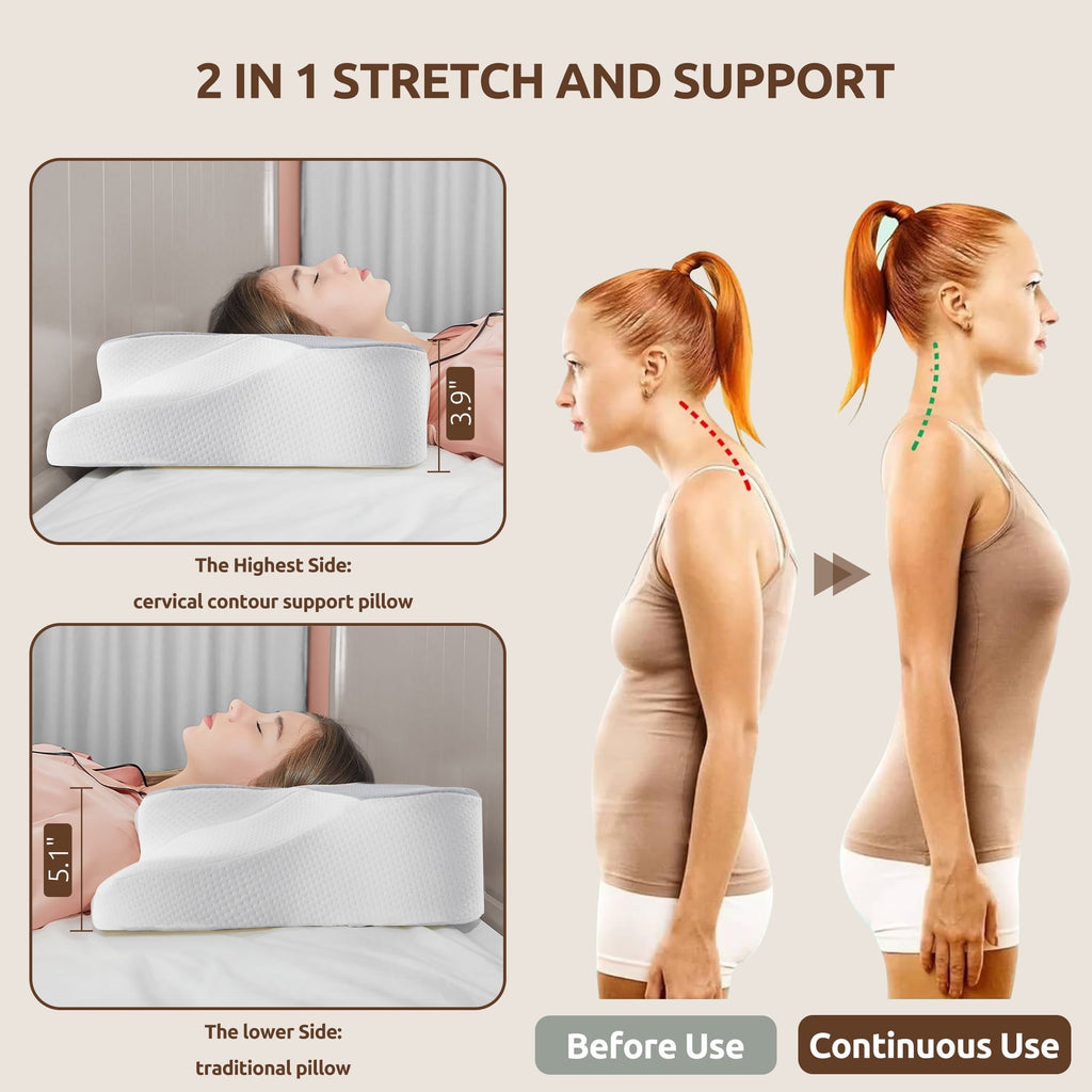 Ergonomic Memory Foam Memory Foam Pillow for Neck Pain Relief Cervical Sleepers Standard/Queen Gray - Hotel Quality Plush Sleeping Pillows Detail