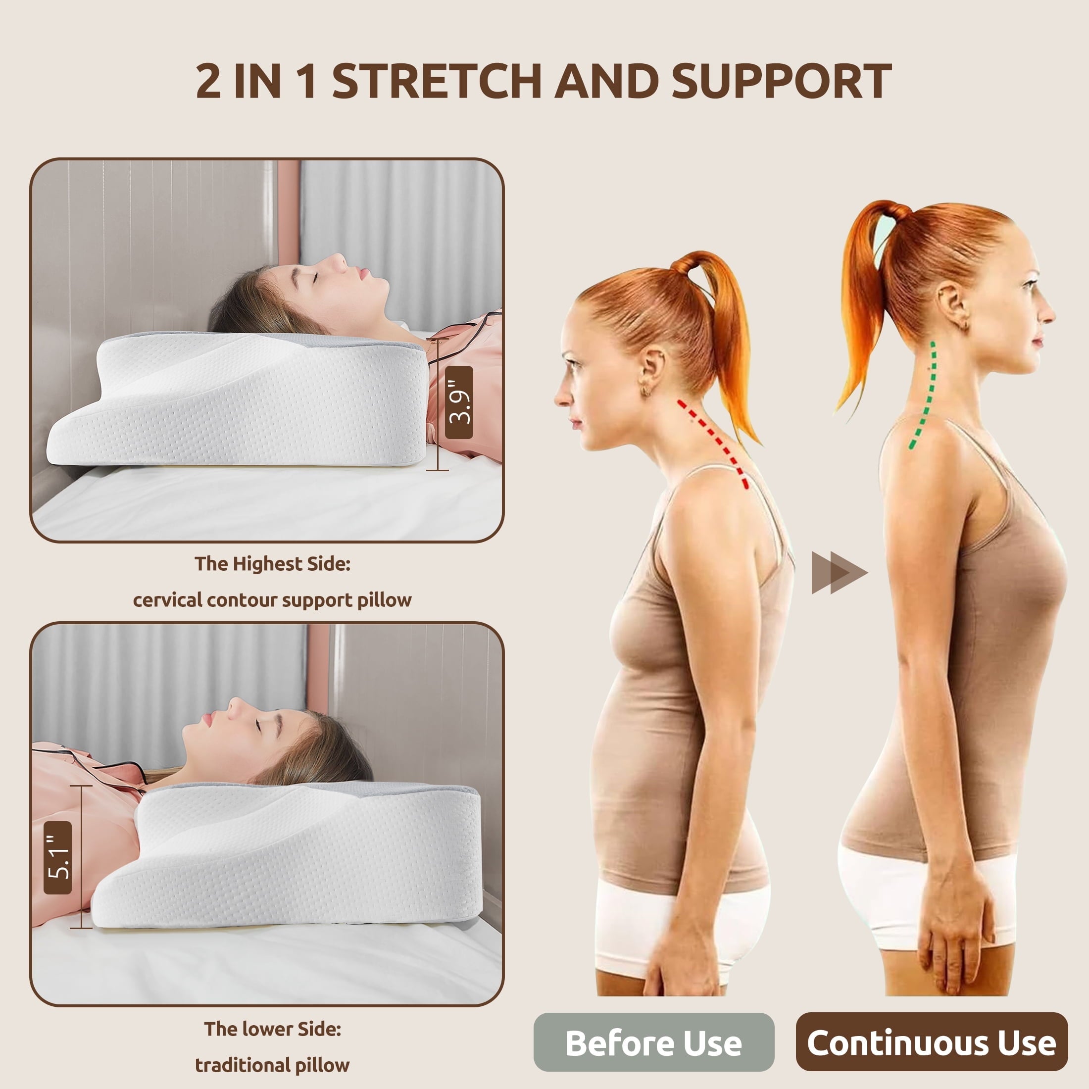 Ergonomic Memory Foam Memory Foam Pillow for Neck Pain Relief Cervical Sleepers Standard/Queen Gray - Hotel Quality Plush Sleeping Pillows Detail