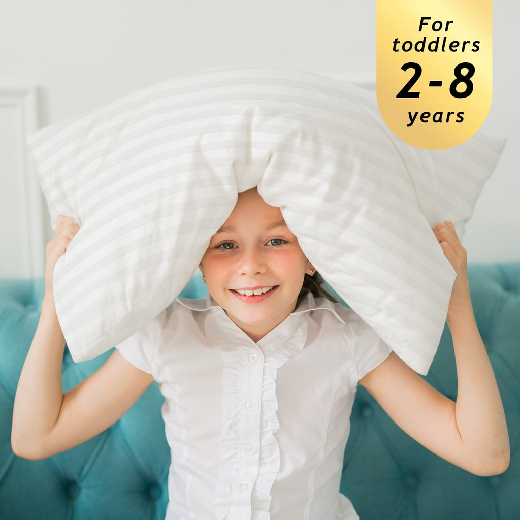 Hotel Collection 100% Cotton Kids Size Bed Pillows Set of 2 - Premium Down Alternative Cooling Pillows for Side, Back, and Stomach Sle... - Hotel Quality Plush Sleeping Pillows Detail