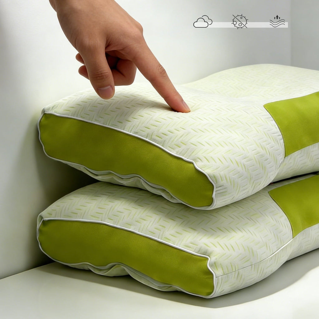 Orthopedic Support 2-Pack Bamboo Fiber Bed Pillow (29.13" x 18.9") - A-Class Safe and Cooling - Decorative Throw Pillow Cushion for Sofa & Bed Detail