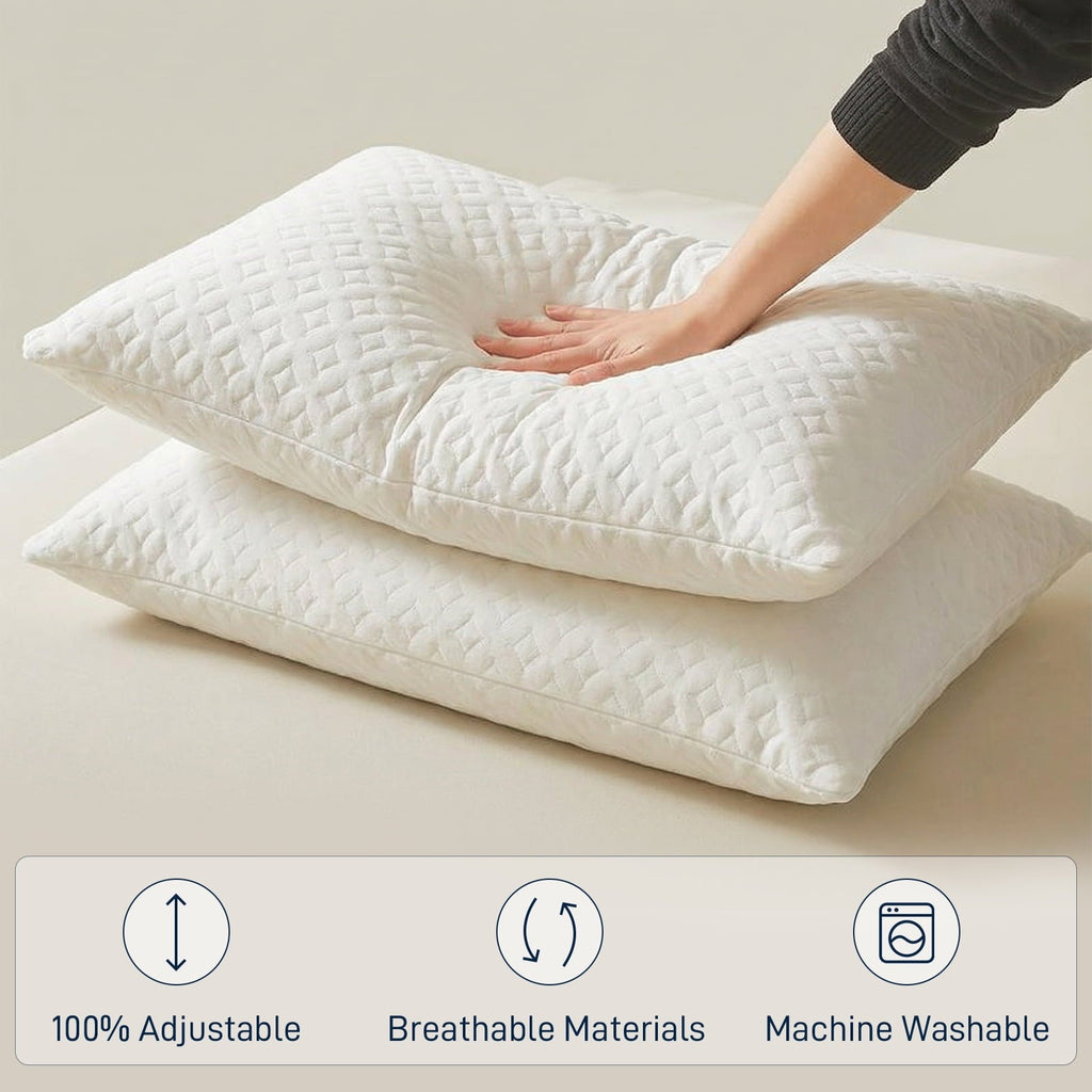 Orthopedic Support Bed Pillows Cross Cut Memory Foam For Sleeping,Queen Size Bedding Pillow(White), Original Pillow for Sleeping，Adjusta... - Decorative Throw Pillow Cushion for Sofa & Bed Detail