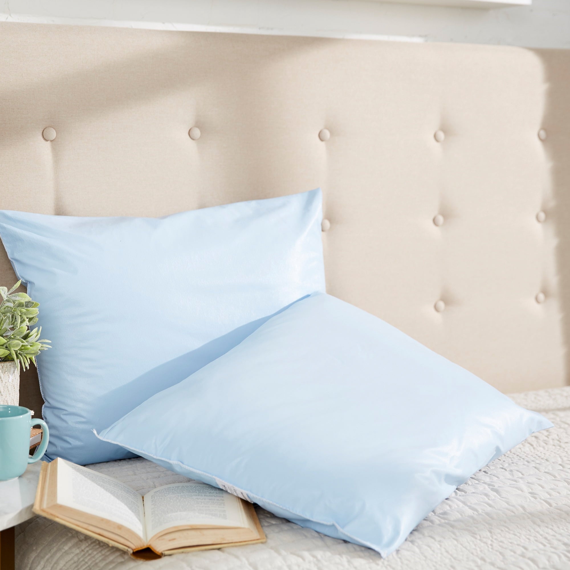 Orthopedic Support Reusable Water-Resistant Soft Polyester Fill Blue Bed Pillow, 19" x 25", 1 Ct - Ergonomic Memory Foam Pillow for Neck Pain Support Detail
